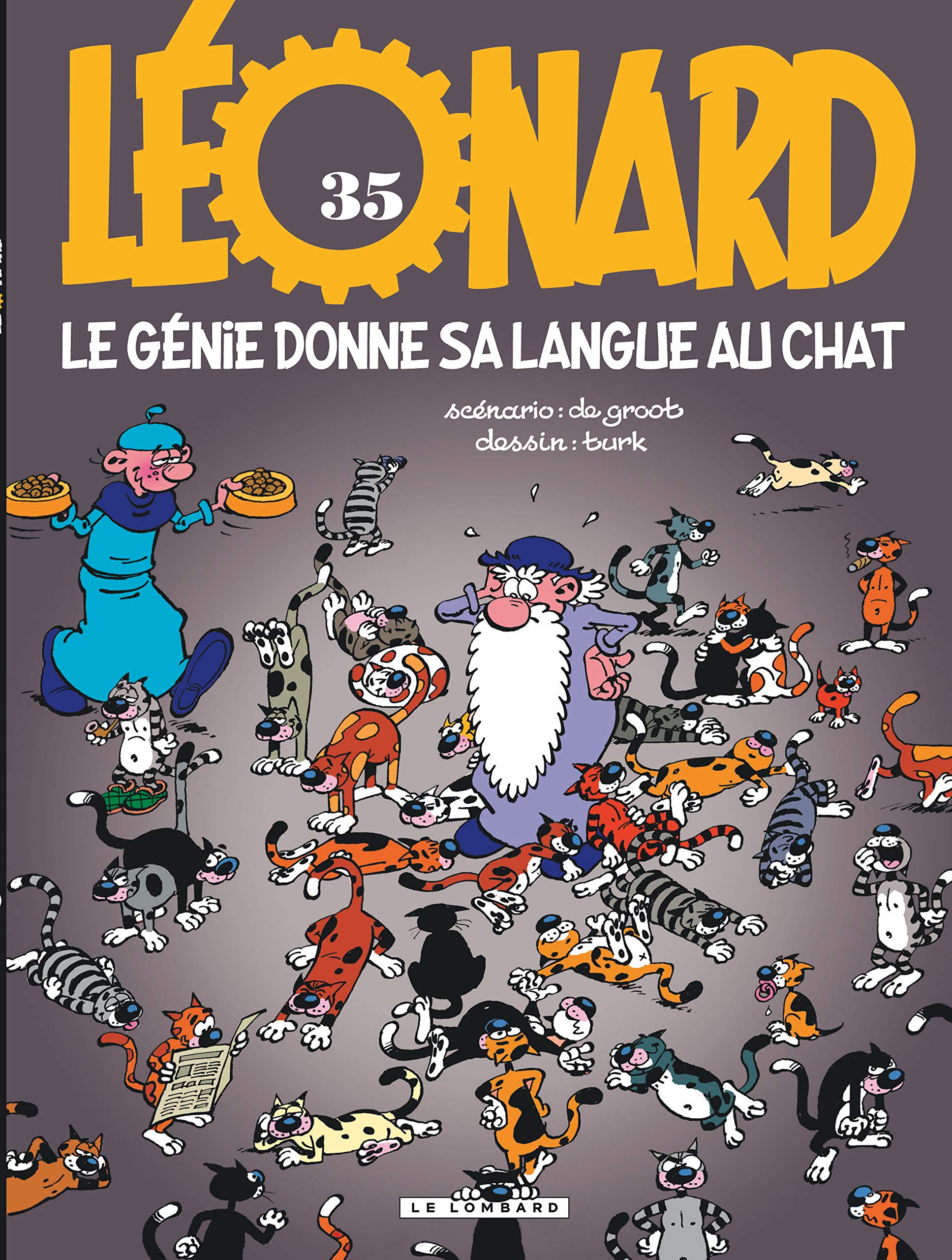 jaquette livre Léonard, tome 35 : Le Génie donne sa langue au chat