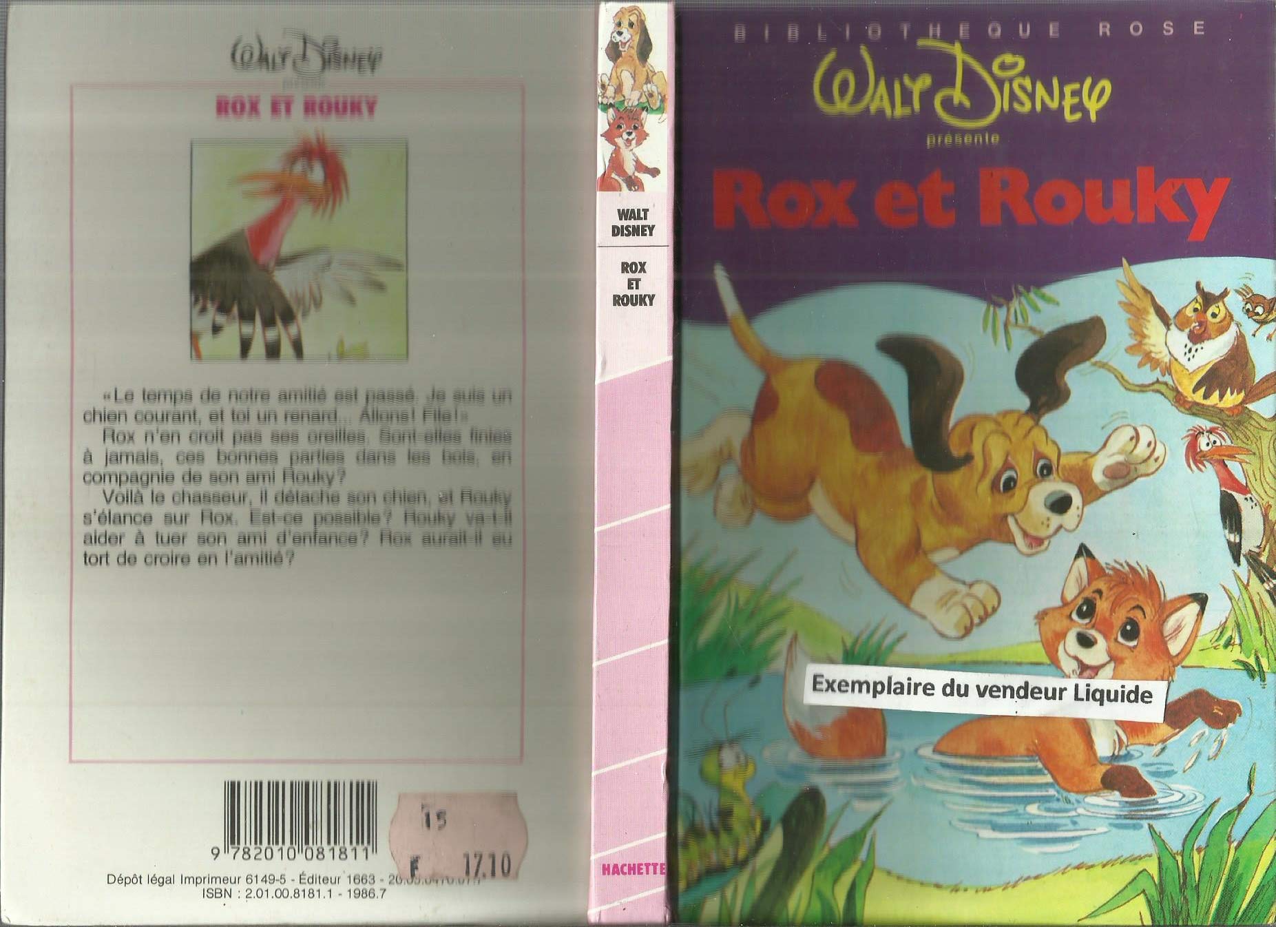 jaquette livre Rox et Rouky (Bibliothèque rose)