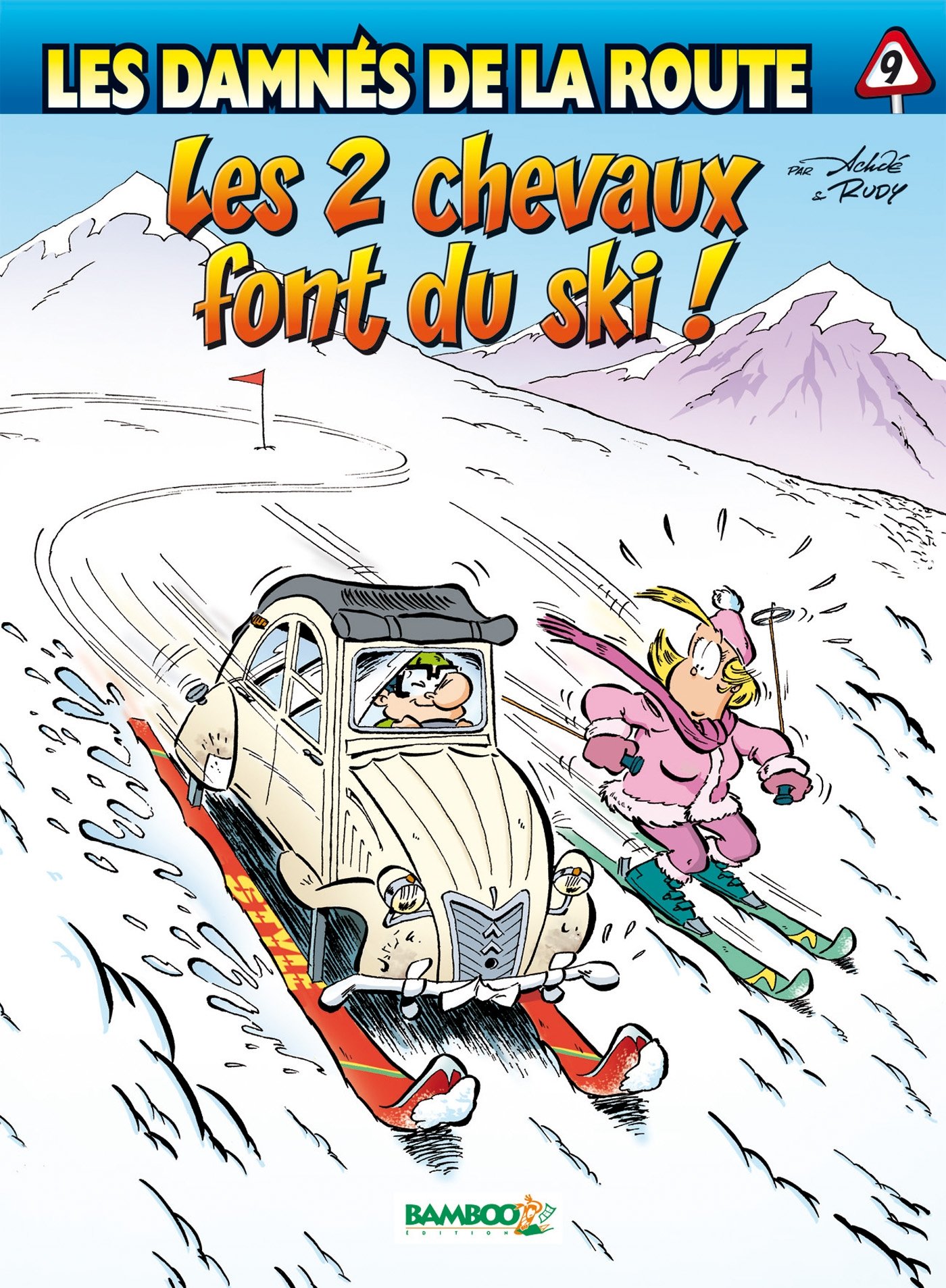 jaquette livre Les Damnés de la route - tome 9 - Les 2 chevaux font du ski !