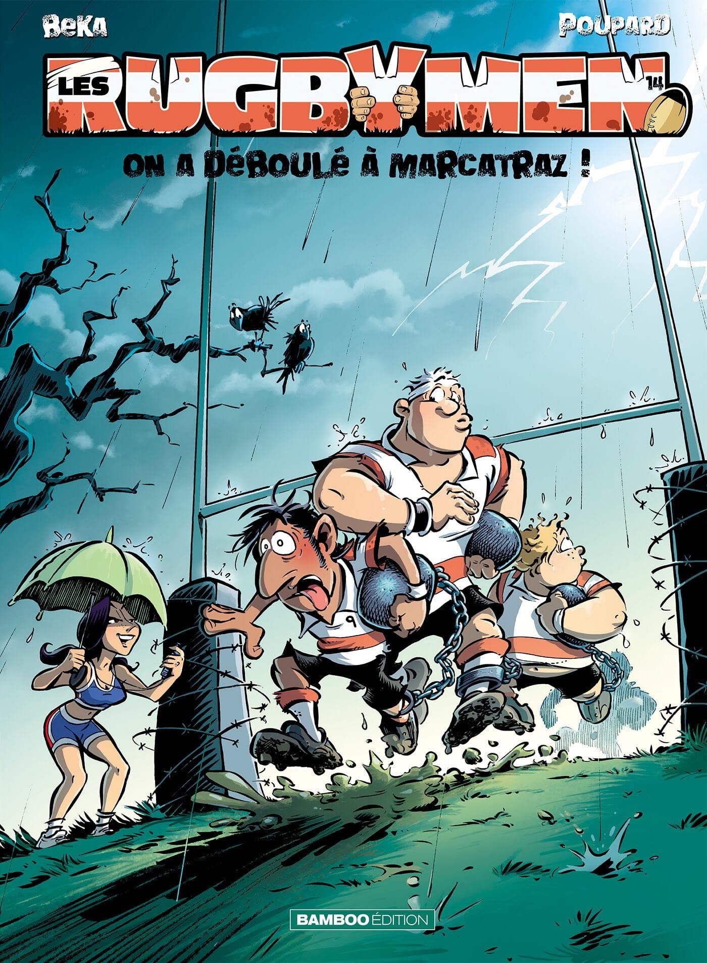 jaquette livre Les Rugbymen - tome 14 - On a déboulé à Marcatraz !
