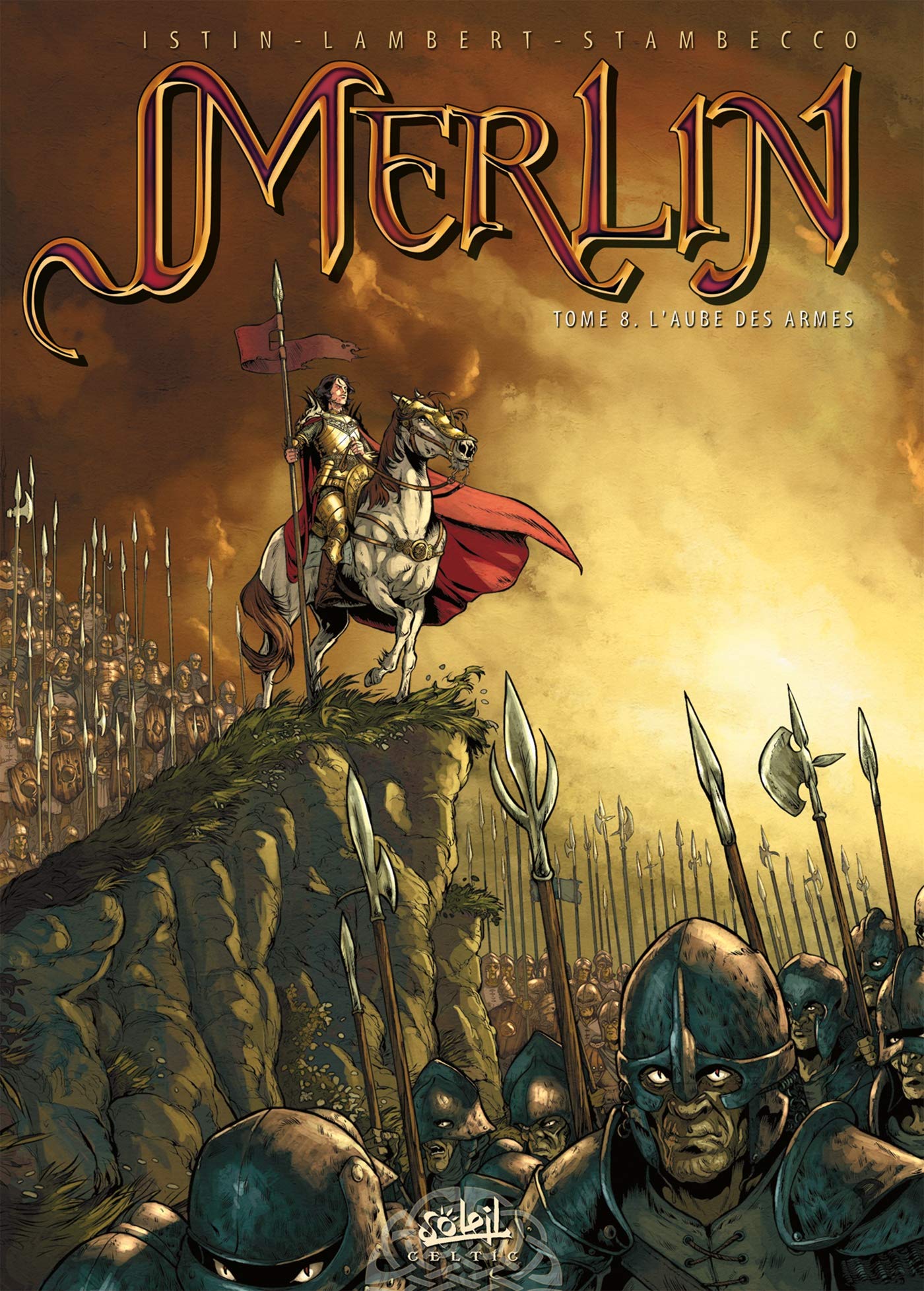 jaquette livre Merlin, Tome 8 : L'aube des armes