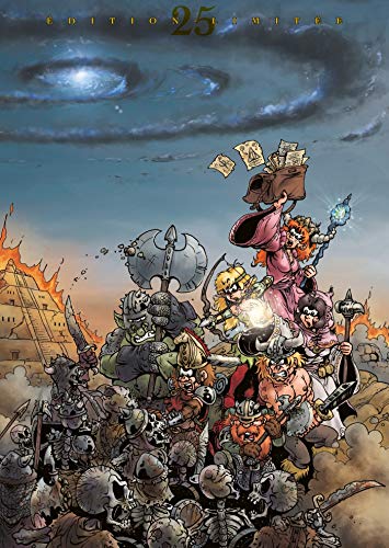jaquette livre Le Donjon De Naheulbeuk Tome 25 - Sixième Saison - Partie 6. Couverture Panoramique, Plan De Rancurac, Diplômes D'aventuriers