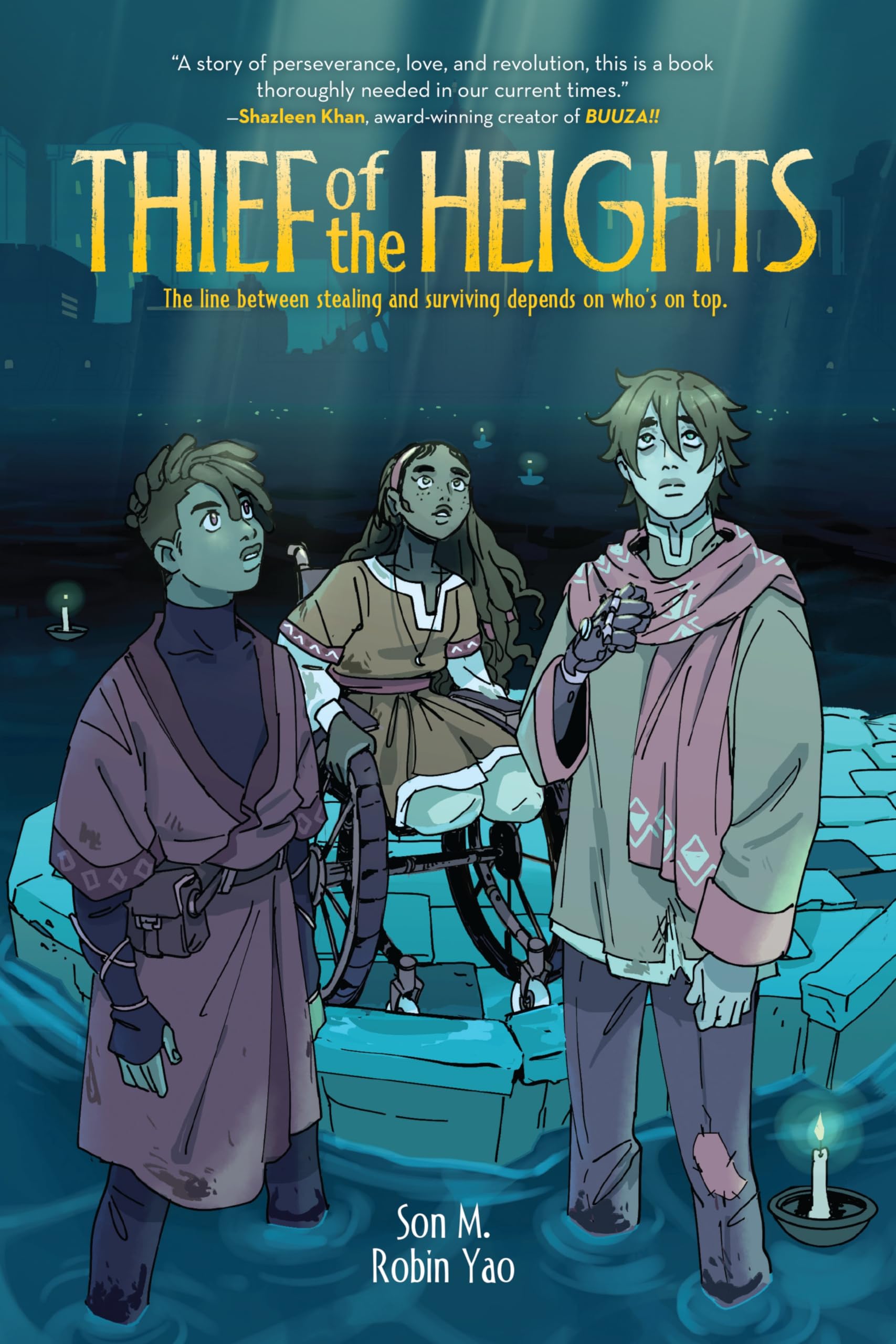 jaquette album Thief of the Heights: A Graphic Novel – Where Inventors Choose Between Dreams and Justice in a Vertical City