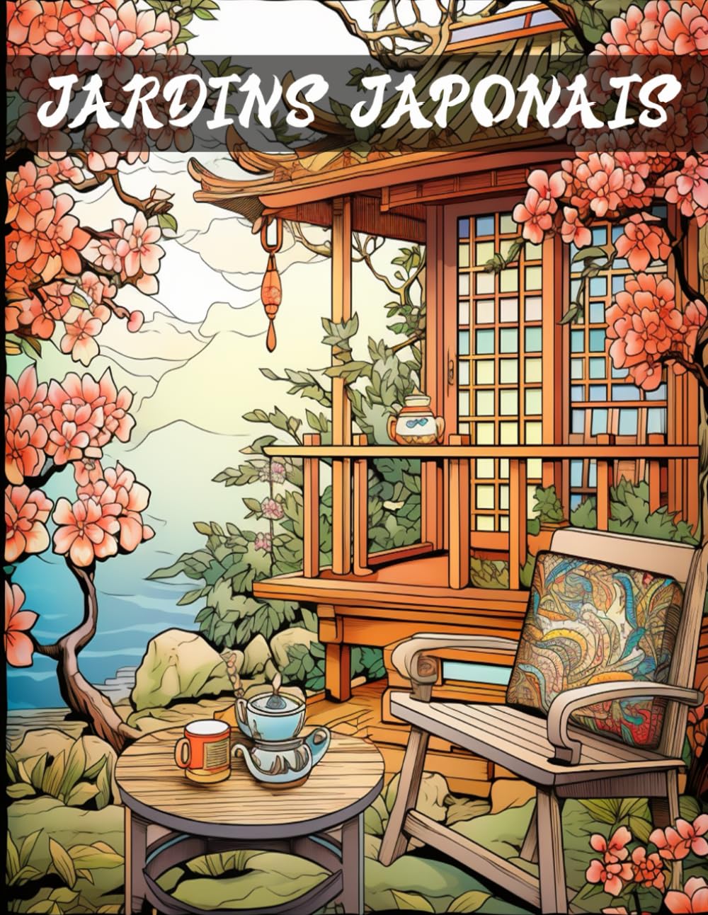 jaquette album Jardins Japonais: Livre de Coloriage pour Adultes Jardins Et Paysages Japonais, Une Collection d'illustrations Zen et Relaxante à Colorier