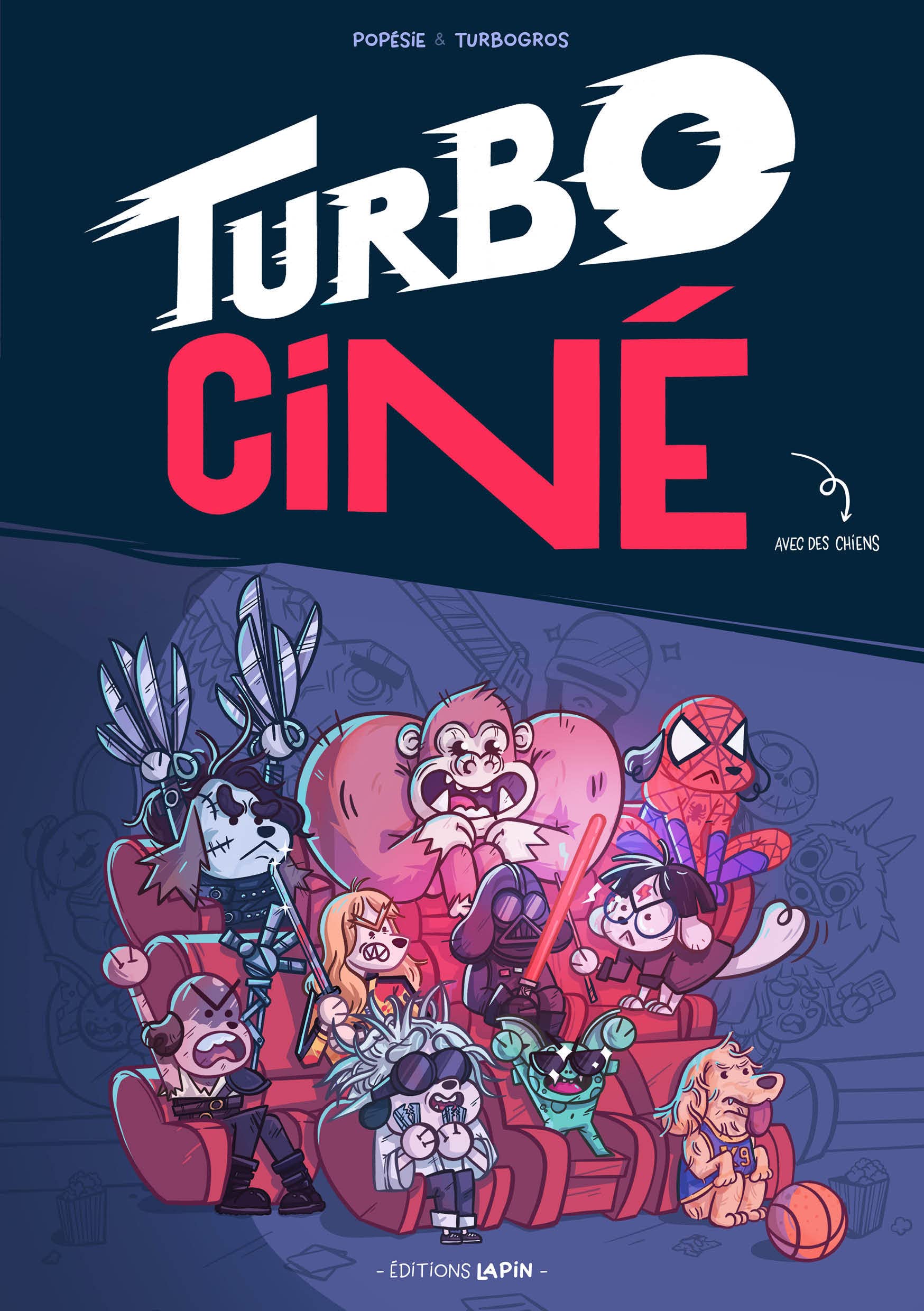 jaquette album Turbo ciné: Des résumés de classiques du cinéma en BD, en 4 cases et avec des chiens