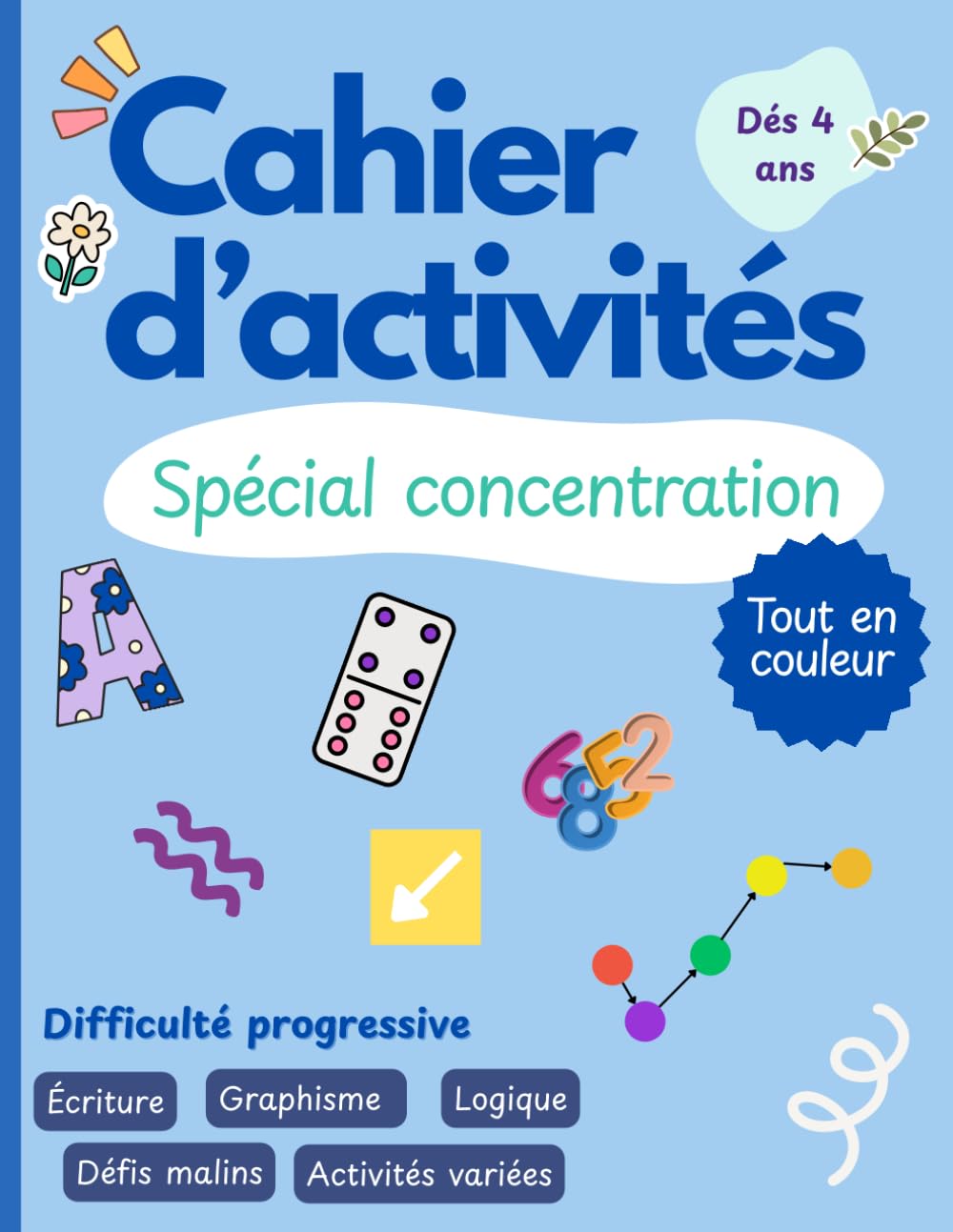 jaquette album Cahier d’activités spécial concentration et logique: Livre multi jeux enfants | à partir de 4 ans
