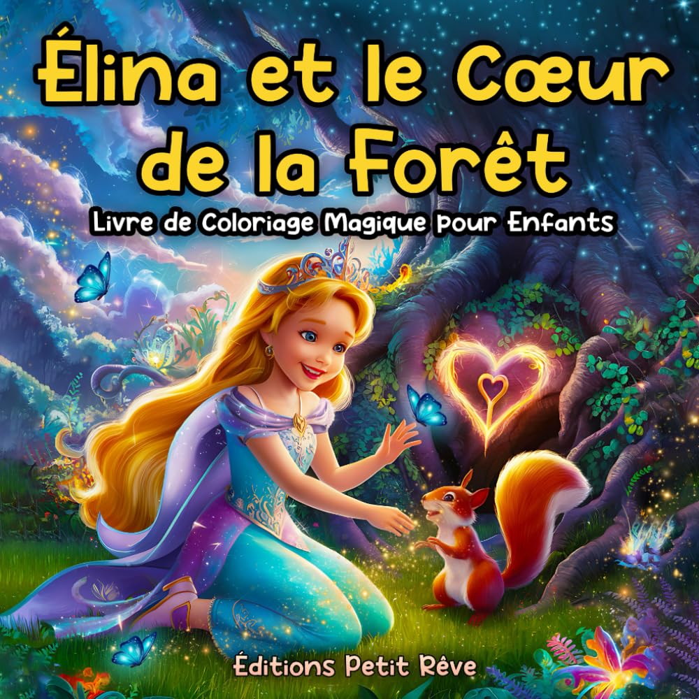 jaquette album ÉLINA ET LE CŒUR DE LA FORÊT: Livre de Coloriage Magique pour Enfants - 50 Illustrations