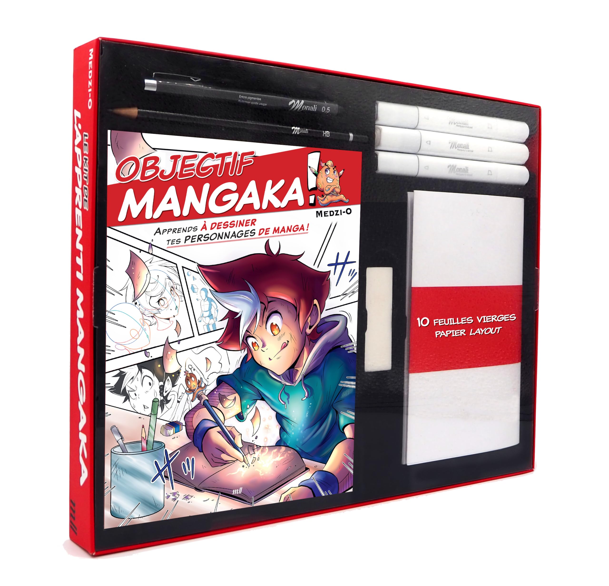 jaquette album Le kit de l'apprenti mangaka - La première étape vers ton manga ! (coffret): Tout pour créer ses premiers personnages mangas