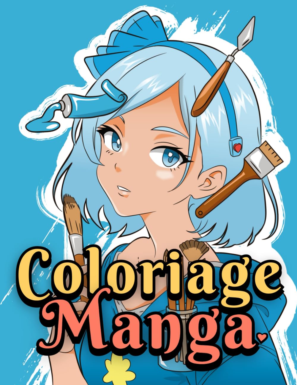 jaquette livre Coloriage Manga: 40 dessins uniques de personnages manga féminins à colorier pour adolescents et adultes | Livre de coloriage à offrir | Grand format