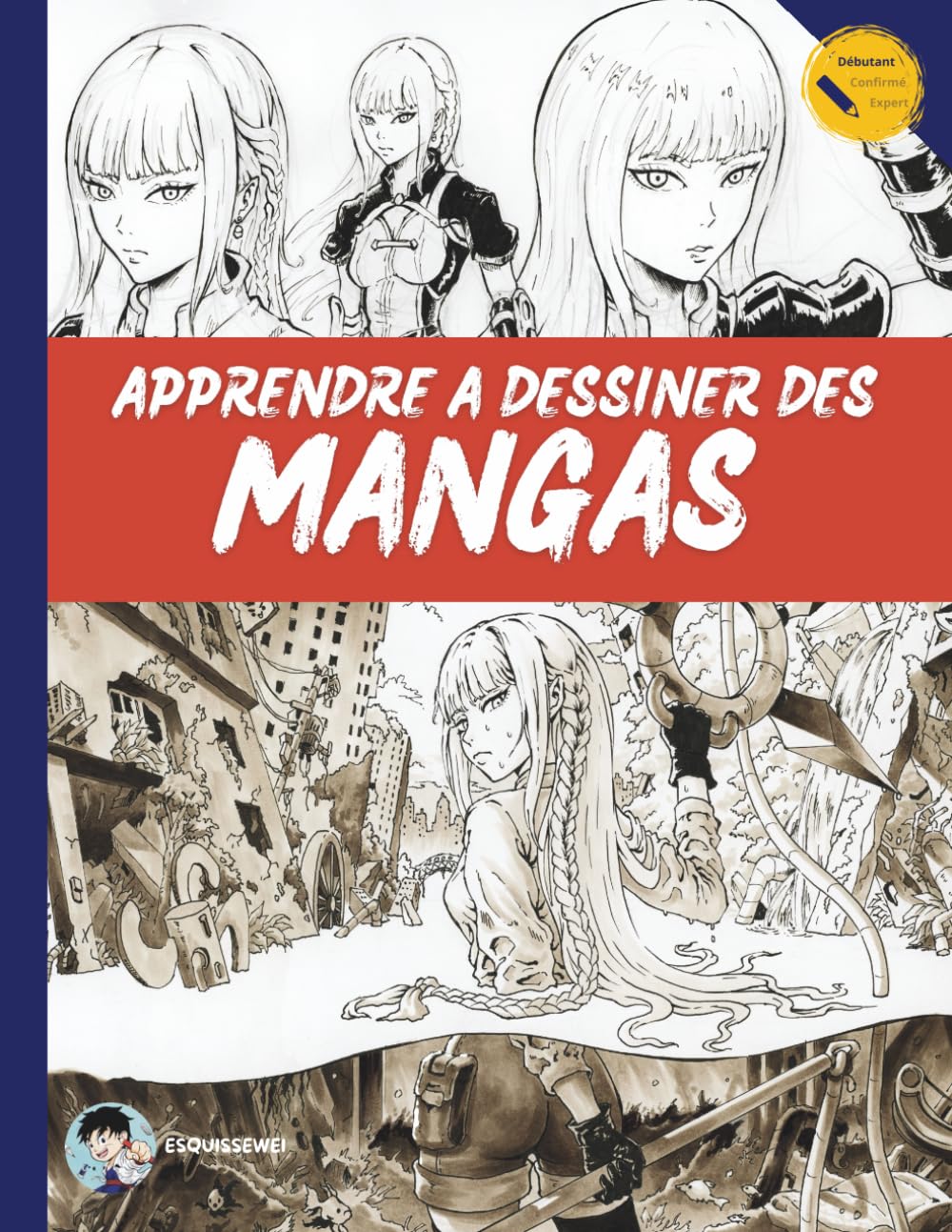 jaquette album Apprendre à dessiner des manga pour débutant: Manuel pas à pas avec leçons et exercices à réaliser dans le livre