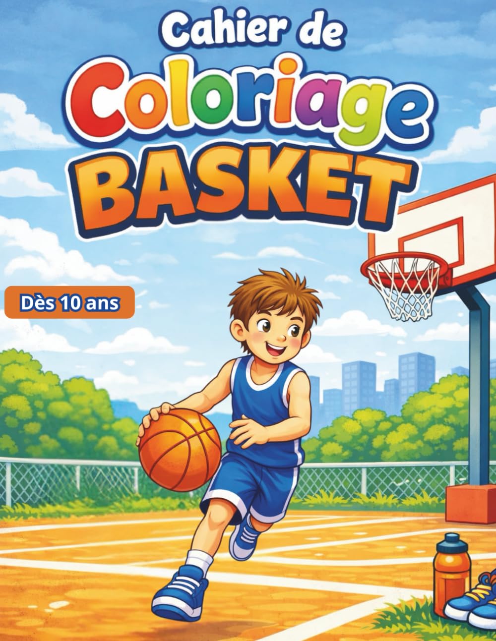 jaquette album Cahier de coloriage basket dès 10 ans: Entre dans la peau d’un champion et colorie les plus belles actions du terrain ! Un cahier de coloriage unique ... enfants fans de basket à partir de 10 ans.