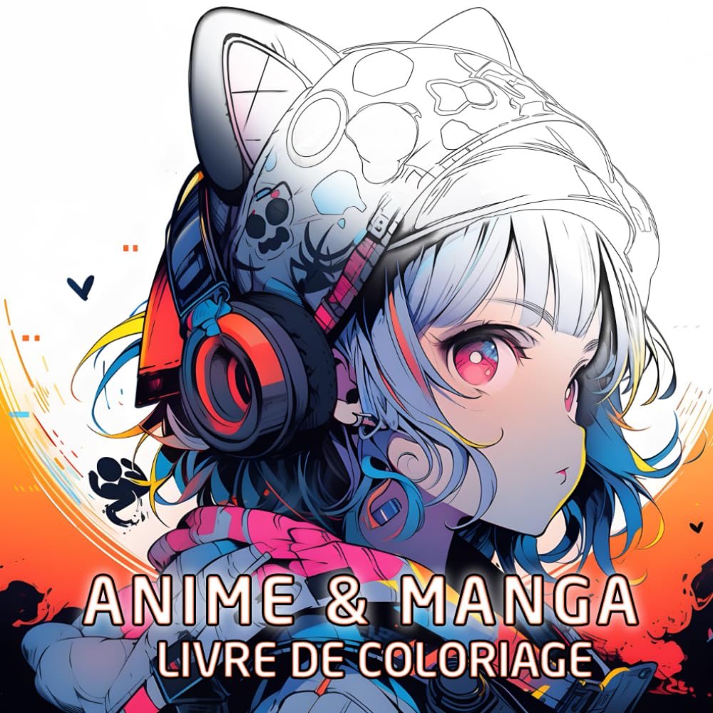jaquette album Livre De Coloriage Anime & Manga: Un livre volumineux comportant de nombreuses illustrations de personnages célèbres d'animes et de mangas, conçu ... les adolescents, les enfants et les adultes