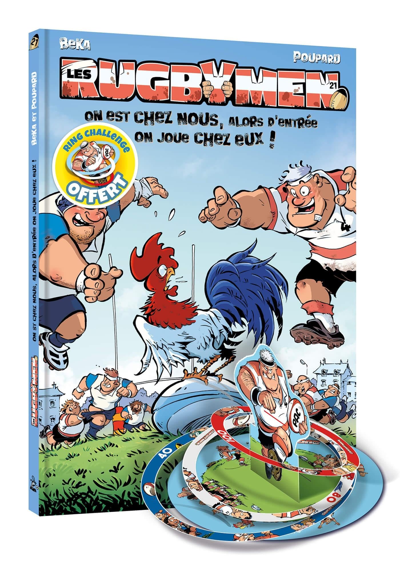 jaquette album Les Rugbymen - tome 21 + ring challenge: On est chez nous, alors d'entrée on joue chez eux !