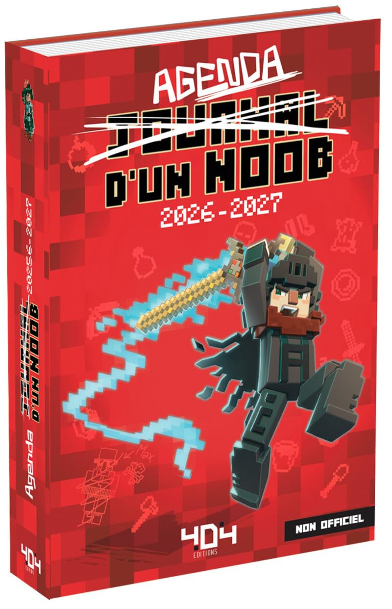 jaquette livre Agenda Journal d'un Noob 2026-2027 Agenda jeu vidéo Rentrée scolaire 2026-2027