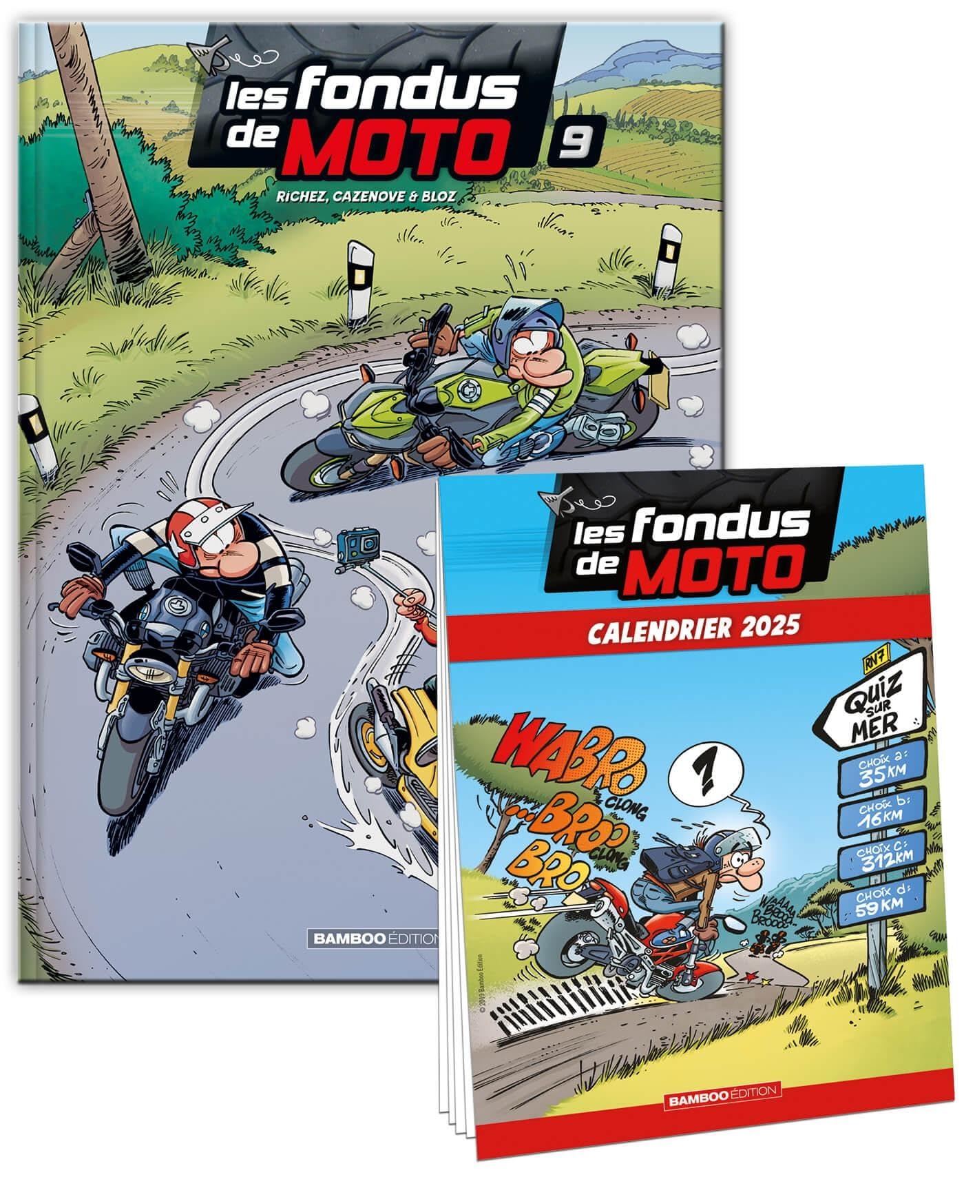 jaquette album Les Fondus de moto - tome 09 + calendrier 2025 offert_novembre