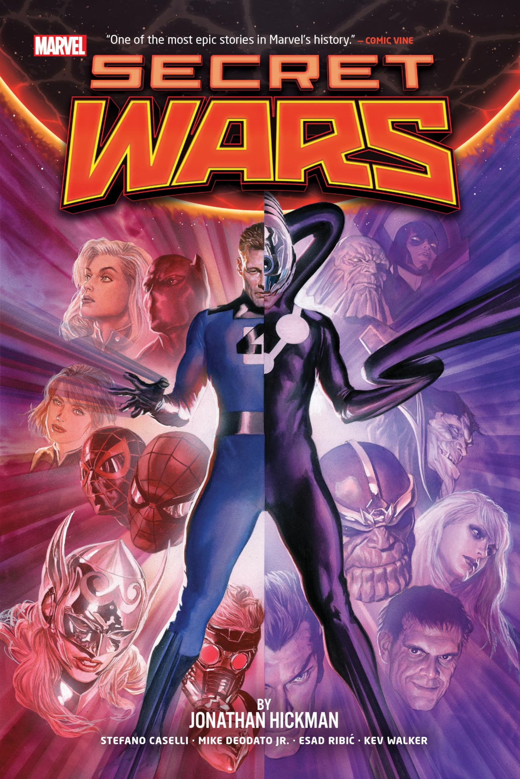 jaquette album SECRET WARS BY JONATHAN HICKMAN OMNIBUS ALEX ROSS REED RICHARDS COVER