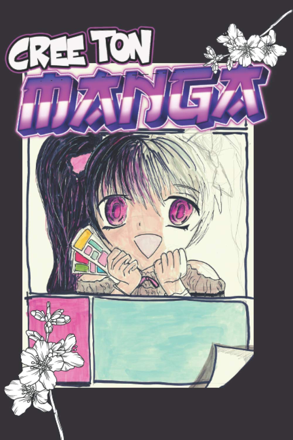 jaquette album Crée ton manga: 120 planches de manga vierges avec bulles de dialogue dans les cases, cadeau idéal pour tous les fans de manga, ados, enfants..