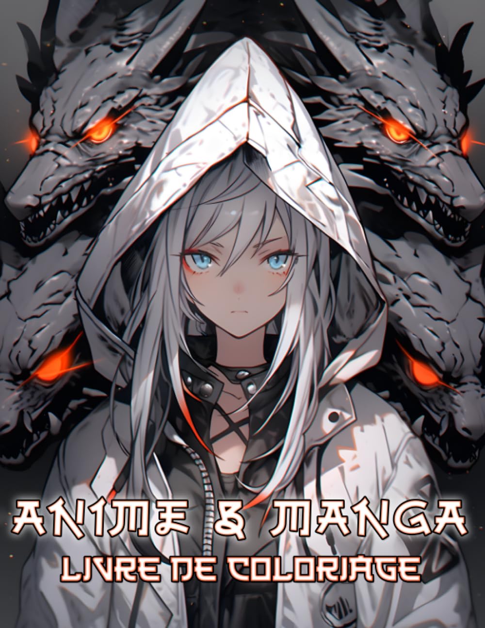 jaquette album Livre De Coloriage Anime & Manga: Plongez-vous dans l'univers captivant des adorables filles kawaii, portraits japonais, où les dragons, les oiseaux, ... d'autres éléments coexistent harmonieusement.