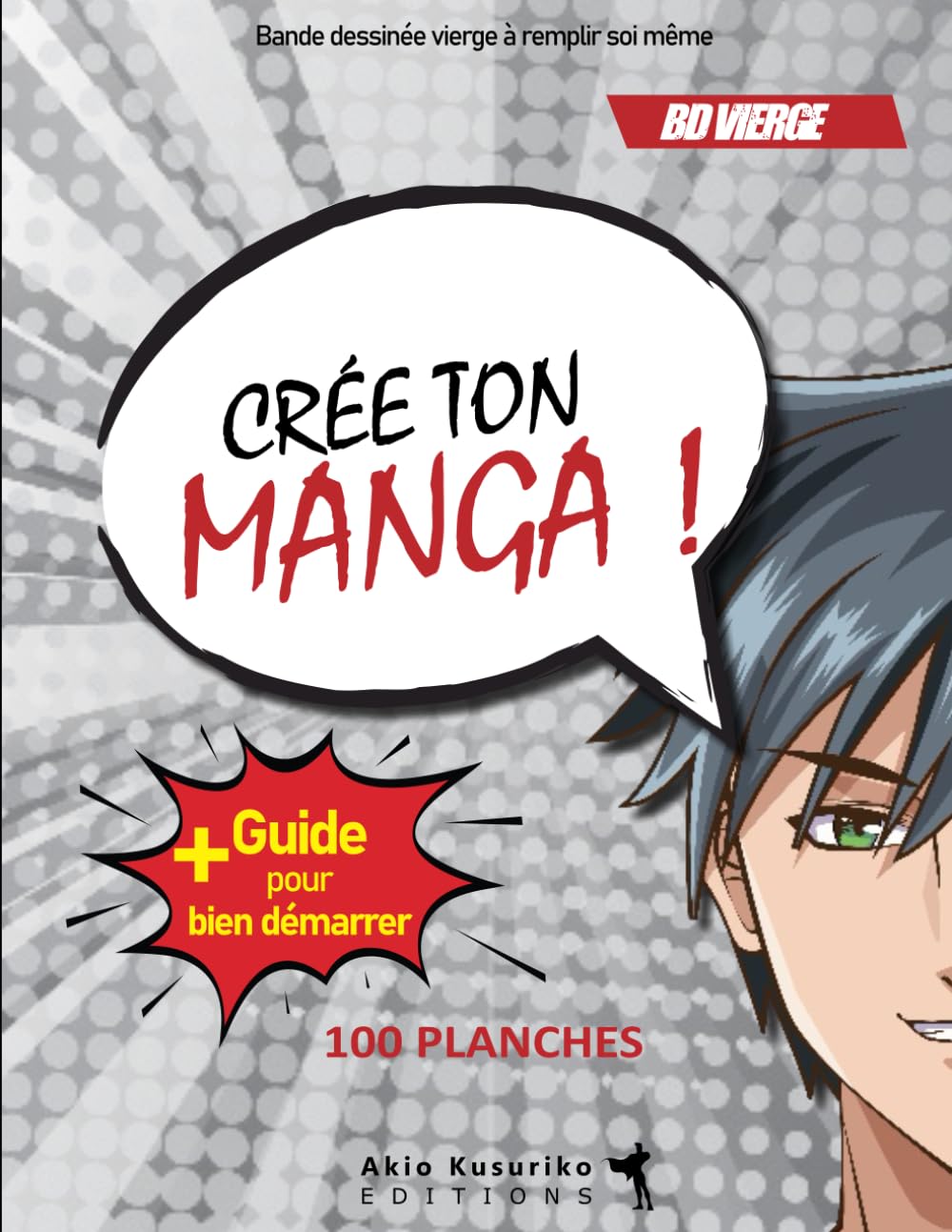 jaquette album Crée ton propre Manga: v1-4 | 100 planches vides avec vignettes différentes | bande dessinée bd vierge à compléter pour enfant ado adulte | planches de Manga à personnaliser