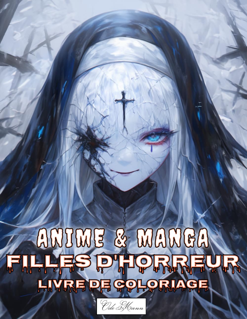 jaquette album Livre De Coloriage Anime & Manga fille d'horreur: Créatures féminines masquées, scènes sanglantes et atmosphères dérangeantes pour une exploration visuelle de la peur