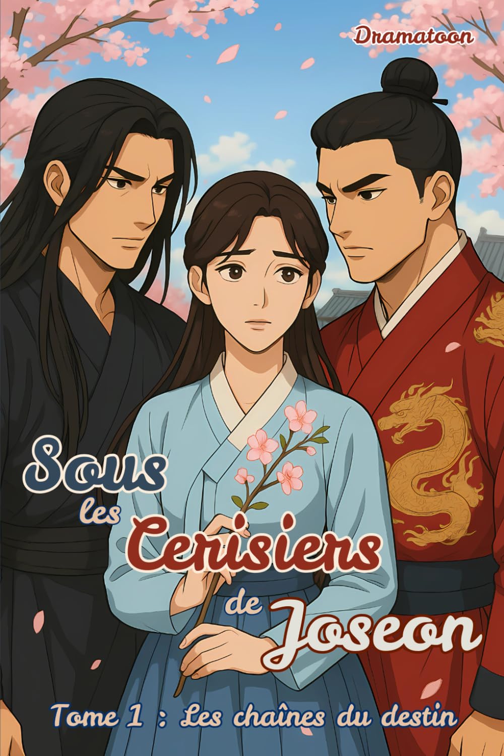 jaquette album Sous les cerisiers de Joseon. Tome 1 : Les chaînes du destin: Webtoon romancé (Dramatoon) où l’amour n’a jamais été aussi dangereux.