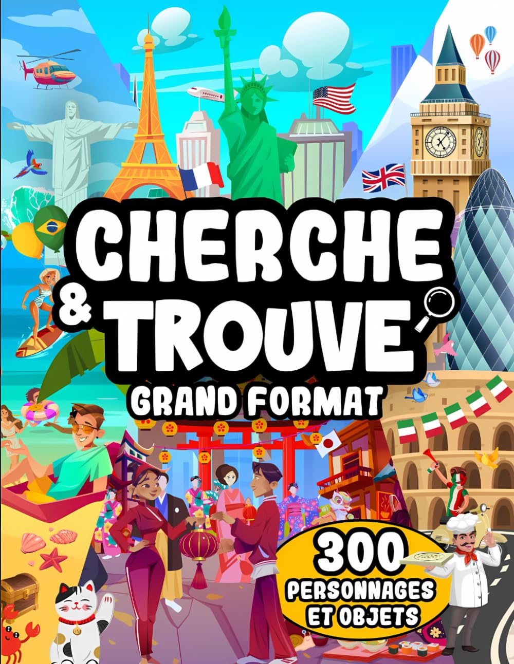 jaquette album Cherche et Trouve - Grand Format: Explorez les grandes villes du monde et retrouvez plus de 300 objets et personnages !
