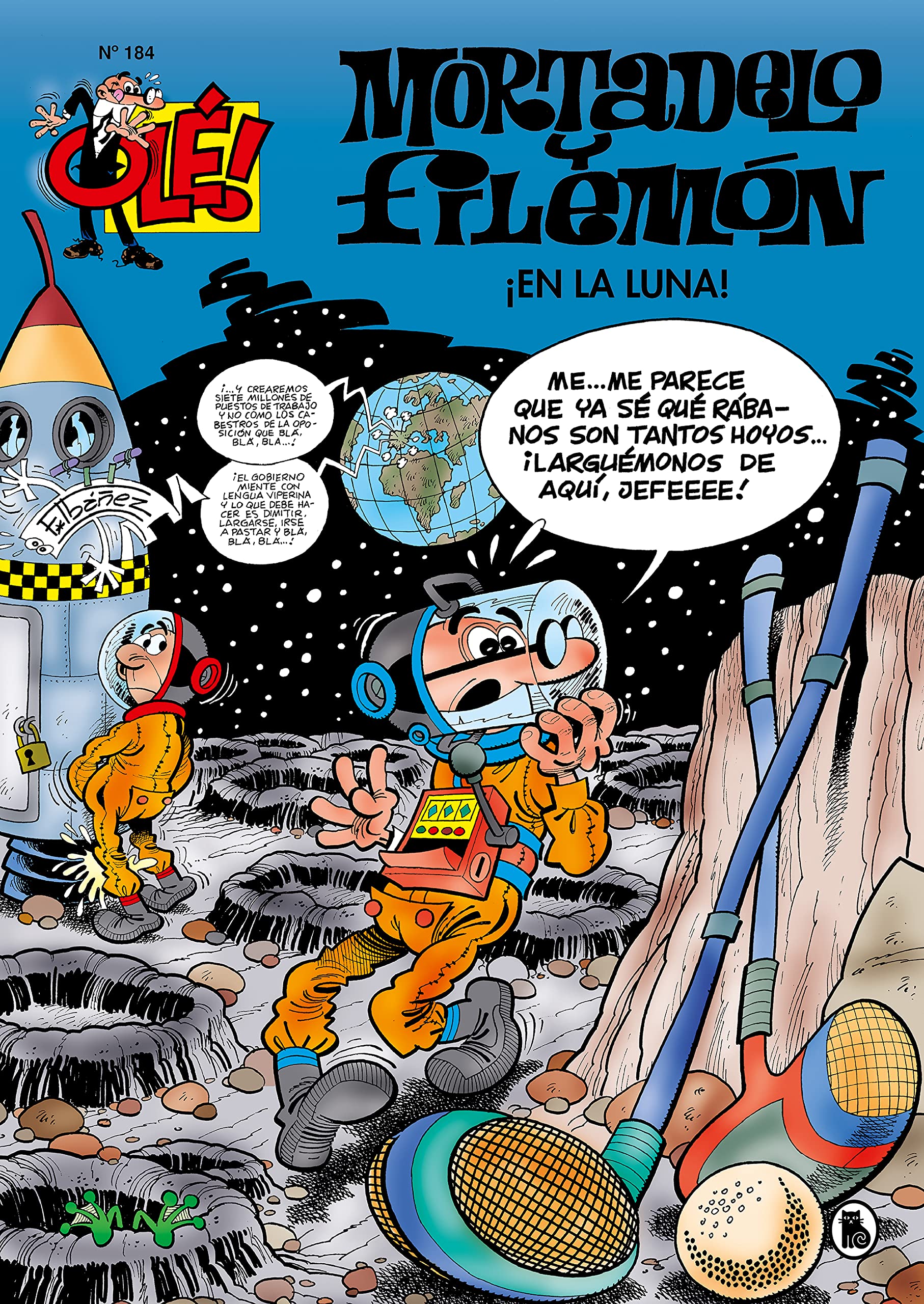 jaquette album Mortadelo y Filemón. ¡En la luna! (Olé! Mortadelo 184)