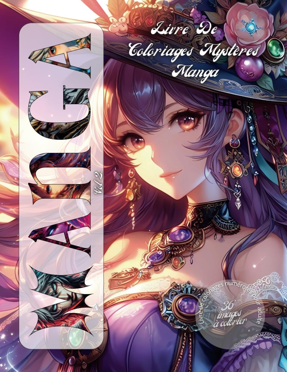 jaquette album Coloriage mystere manga pour adulte: coloriage magique numéroté dans le style manga/japonais - Trompe l'oeil - Art thérapie - Anti-Stress - Idée cadeau - Vol 2.