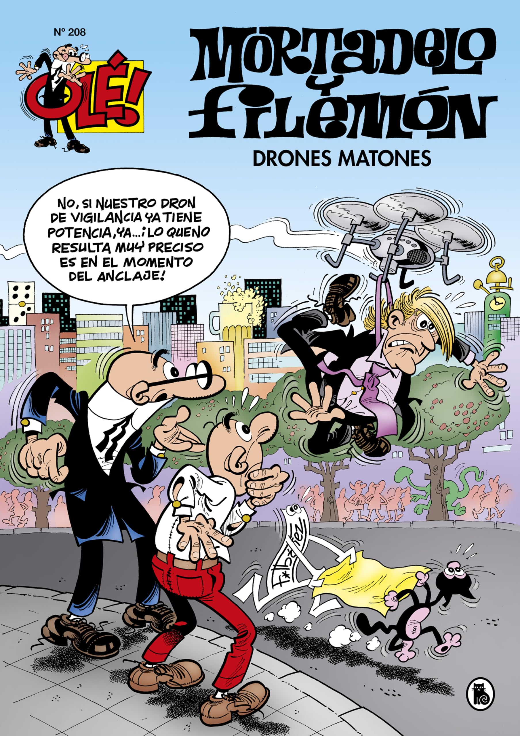 jaquette album Mortadelo y Filemón. Drones matones (Olé! Mortadelo 208)