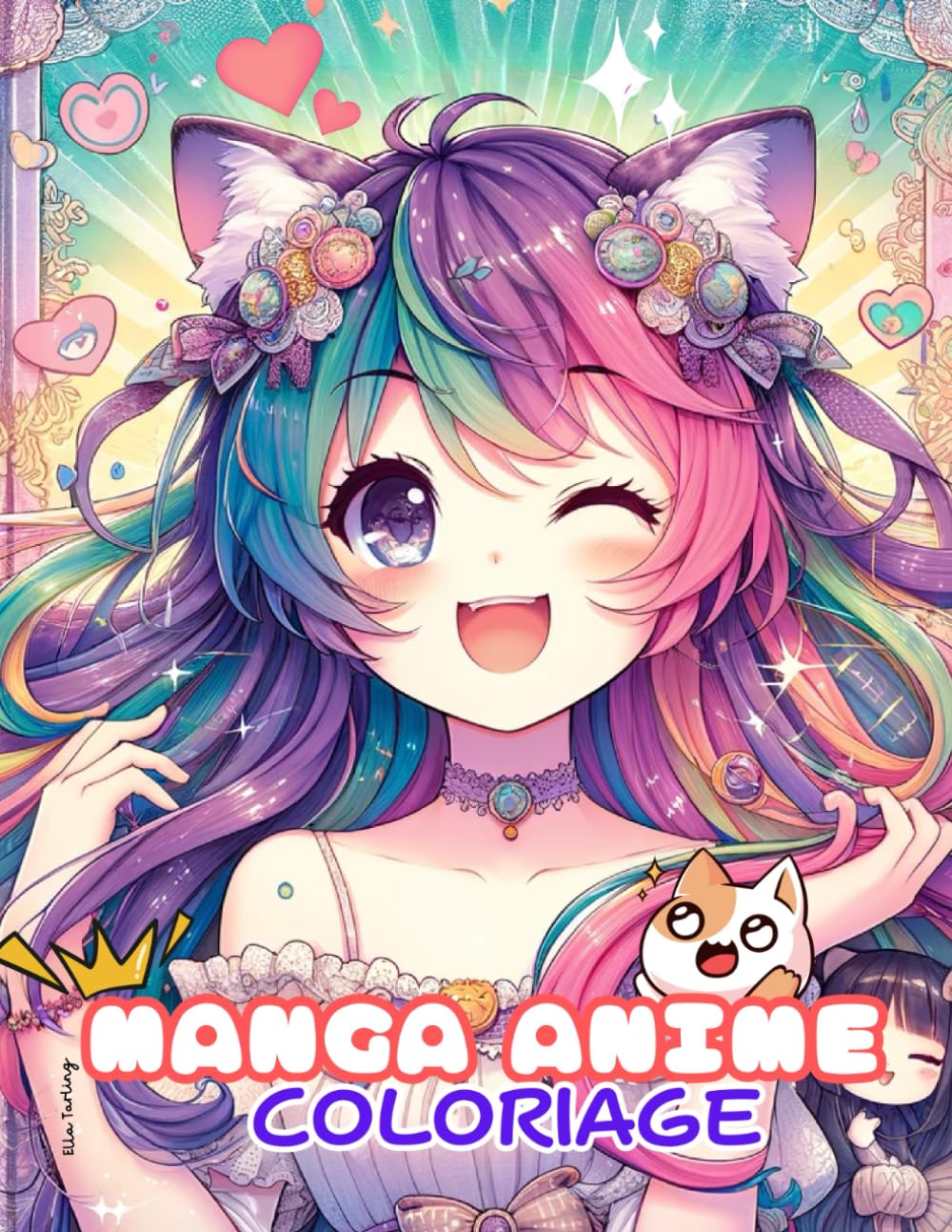 jaquette album Livre de Coloriage Manga Anime Shojo pour les Filles de 8 Ans et Plus: Le Cadeau Parfait pour les Adolescents, Filles et Garçons : 50 Beaux Motifs (Portraits, Animaux Kawaii et Plus) à Colorier