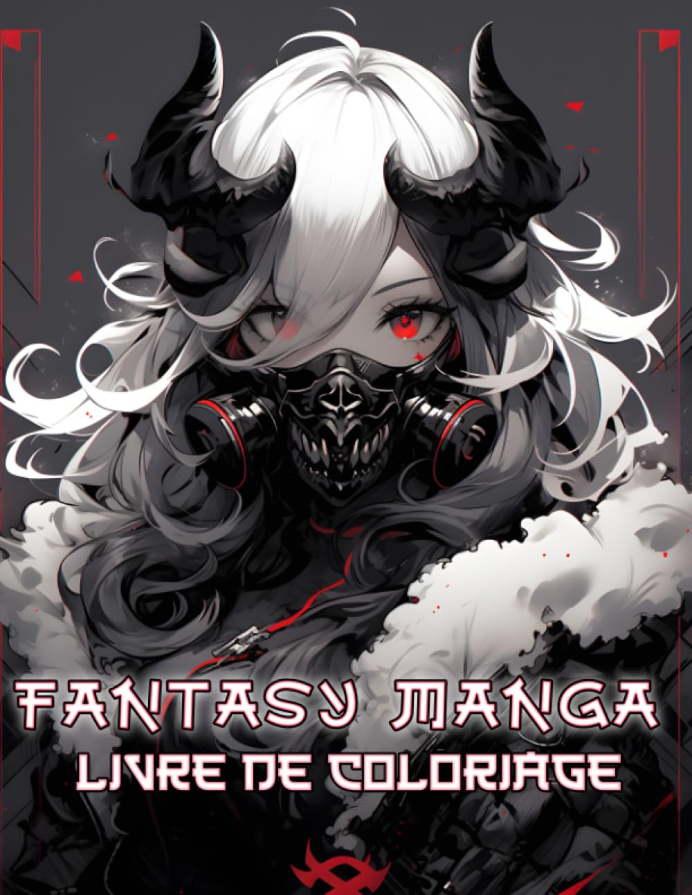 jaquette livre Livre de coloriage Fantasy Manga: Immergez-vous dans l'adorable monde des portraits japonais d'anime aux côtés de dragons, serpents, lions, fleurs... ... kawaii dans des illustrations imaginatives.