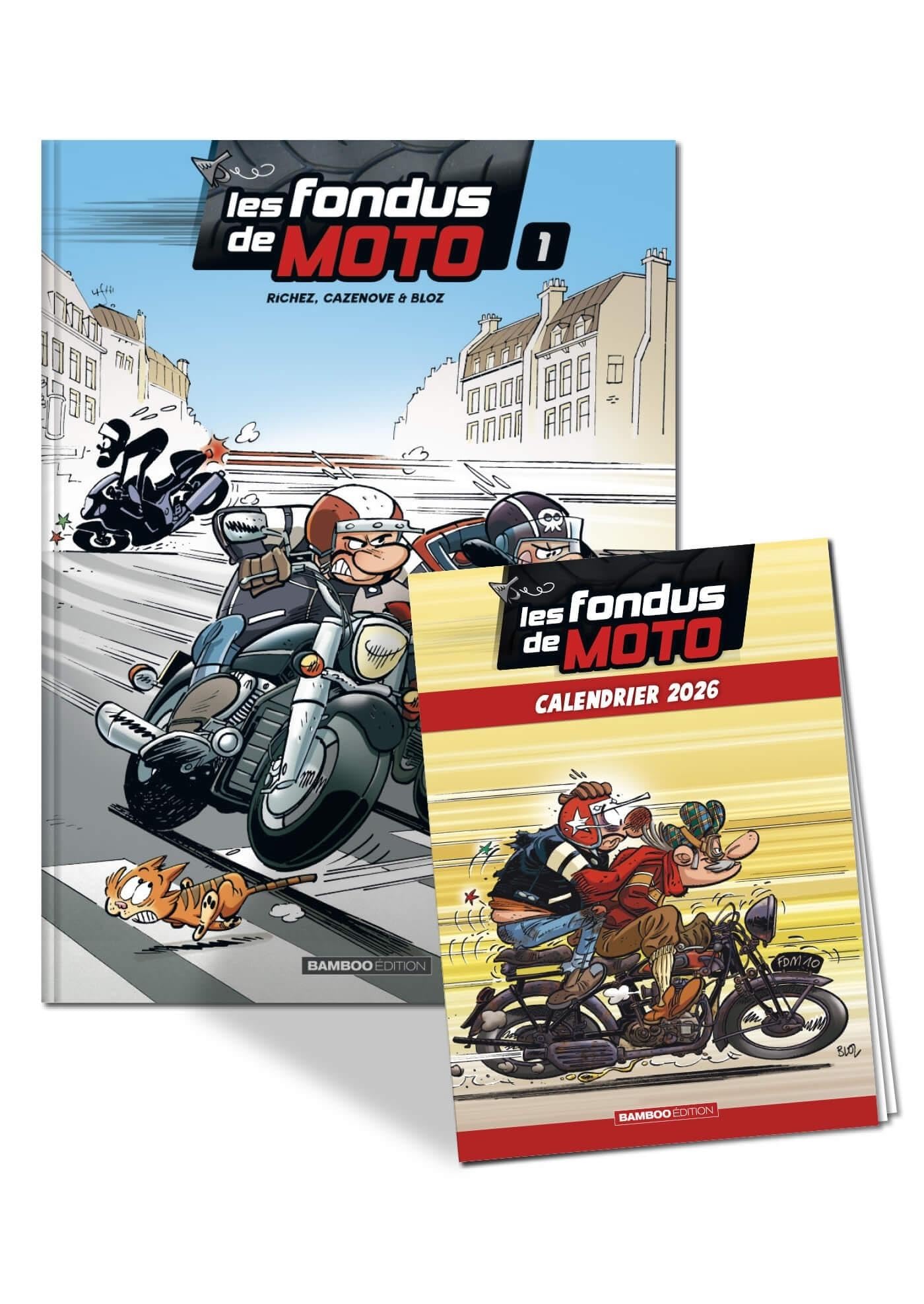 jaquette album Les Fondus de moto - tome 01 + calendrier 2026 offert