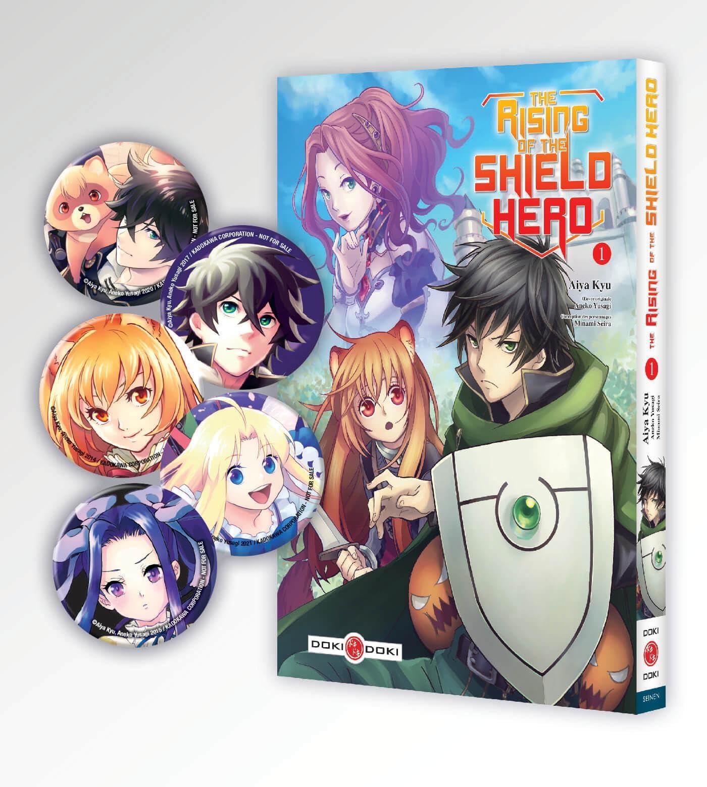 jaquette album The Rising of the Shield Hero - vol. 01 - édition limitée - bagdes collector