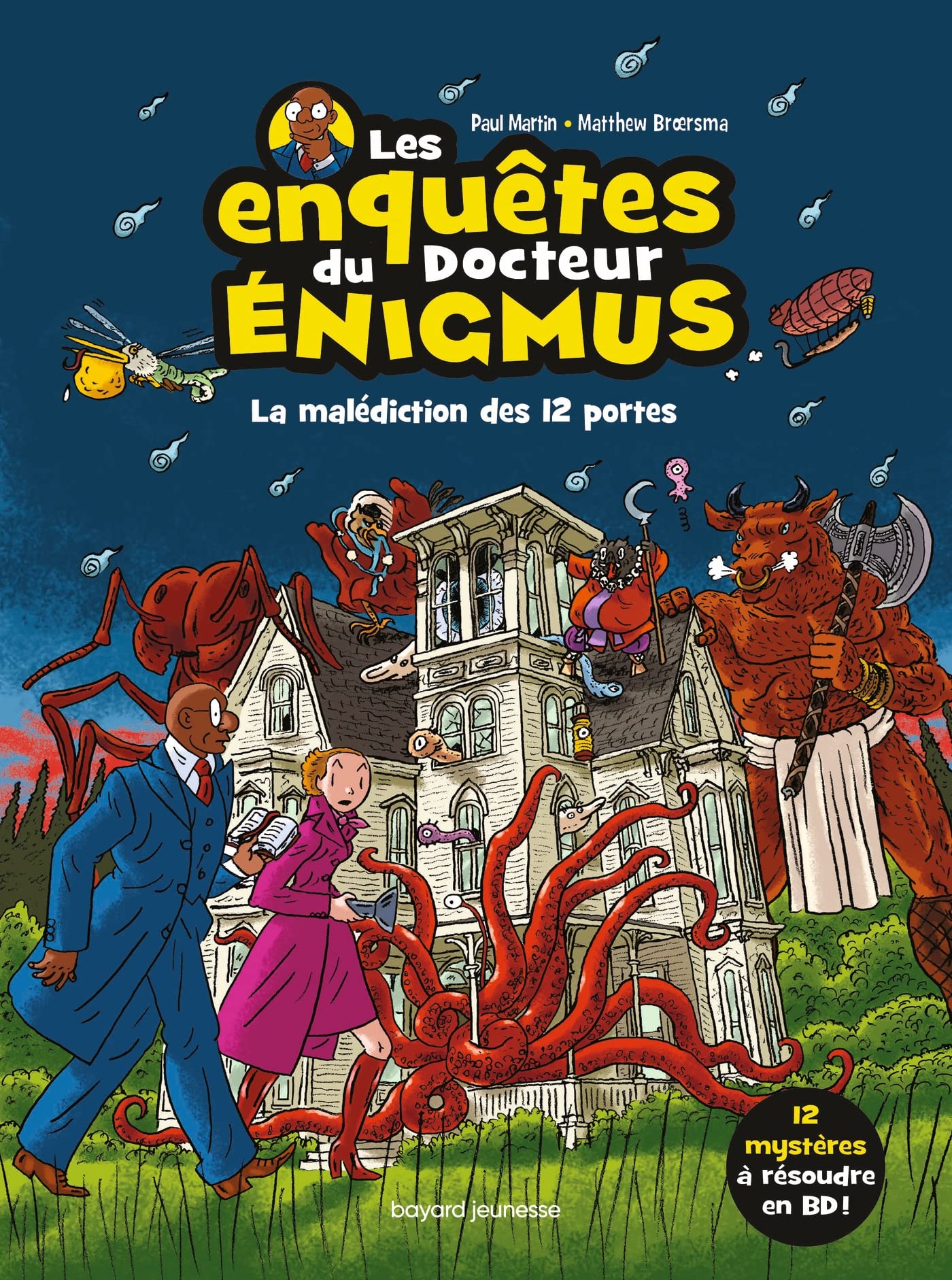 jaquette album Les enquêtes du docteur Énigmus, Tome 01: La malédiction des 12 portes