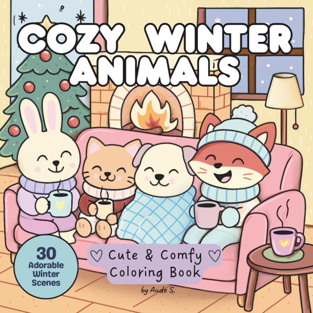 jaquette album COZY WINTER ANIMALS: Cute & Comfy Coloring Book