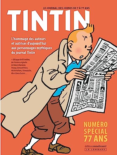 jaquette album Tintin - Numéro Spécial 77 Ans - L'hommage Des Auteurs Et Autrices D'aujourd'hui Aux Personnages Mythiques Du Journal Tintin