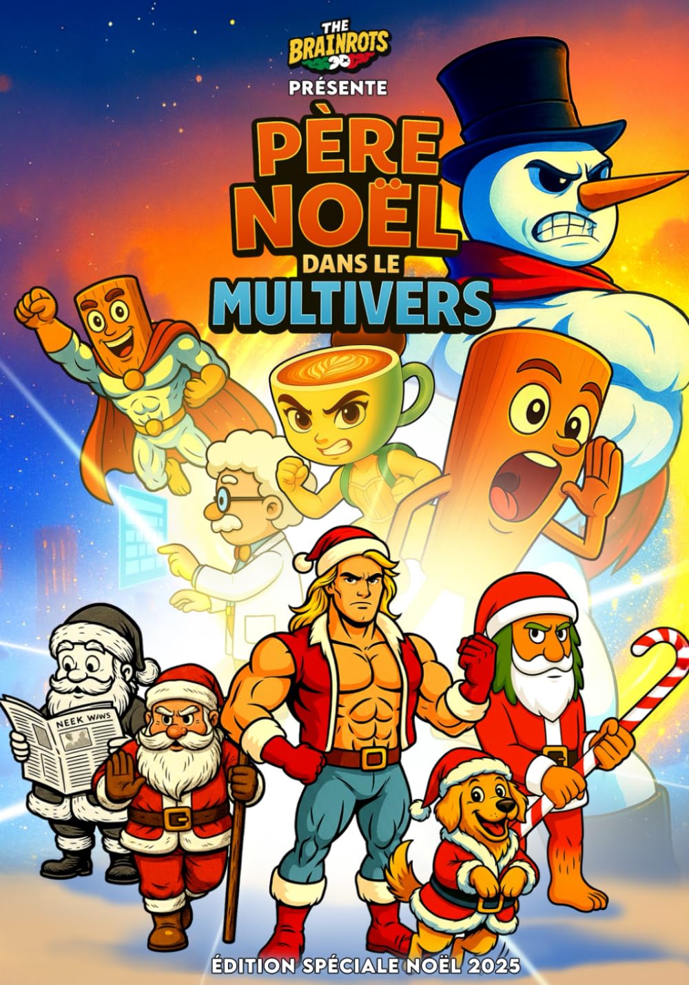 jaquette album PÈRE NOËL DANS LE MULTIVERS - [ Version française ] THE BRAINROTS COMICS BOOK : Bande dessinée spéciale Noël 2025: Une histoire complète en français ... Italian Brainrot en bande dessinée.
