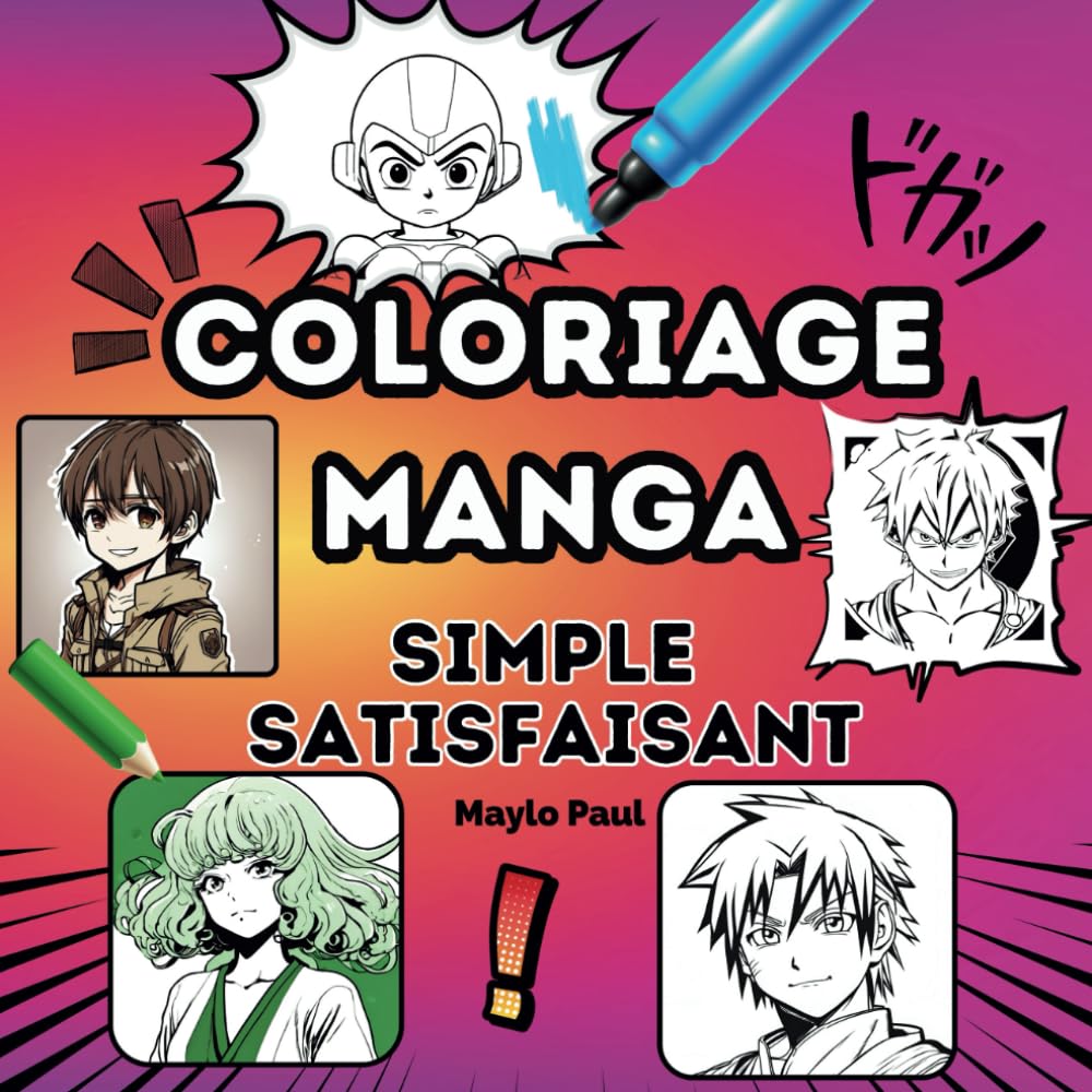 jaquette album Coloriage manga: SIMPLE et SATISFAISANT | 32 Dessins Relaxants et Anti-Stress à Colorier | Pour Adultes et Enfants | Hommes, Femmes, Filles, Garçons | Grand Format Carré - Facile à Colorier