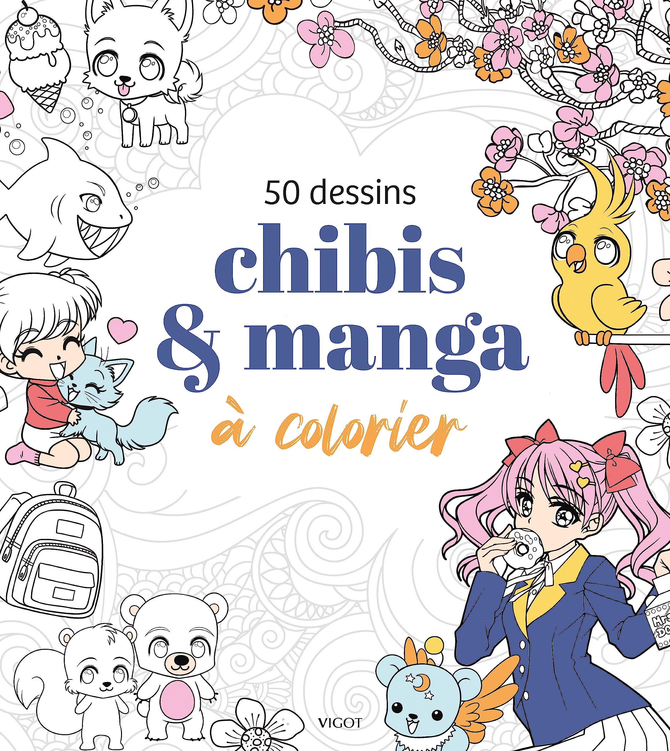 jaquette album 50 dessins chibis & manga à colorier
