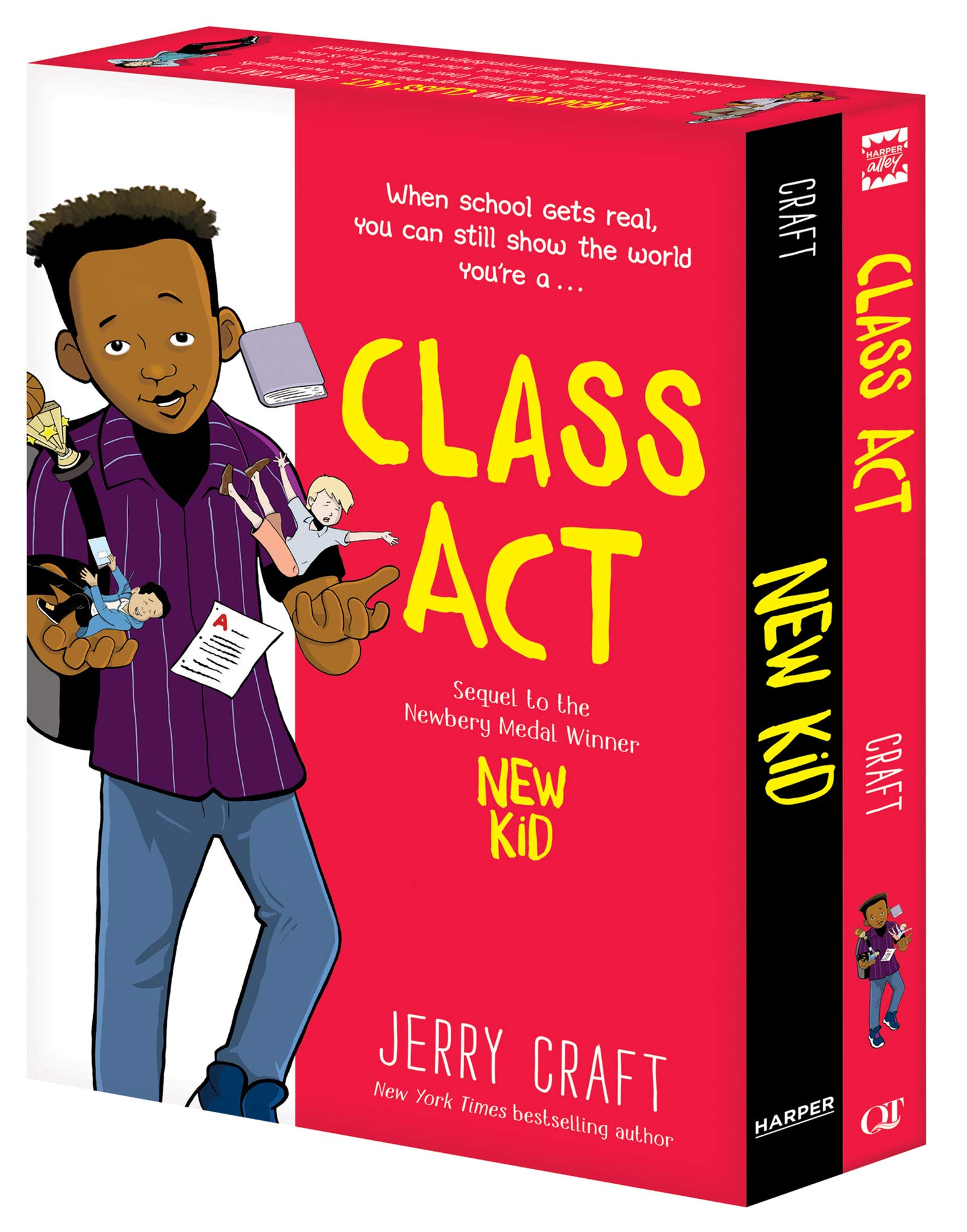 jaquette album New Kid and Class Act: The Box Set: Two Newbery Medal Winner Graphic Novels About Friendship and Acceptance for Children (Ages 8-12)