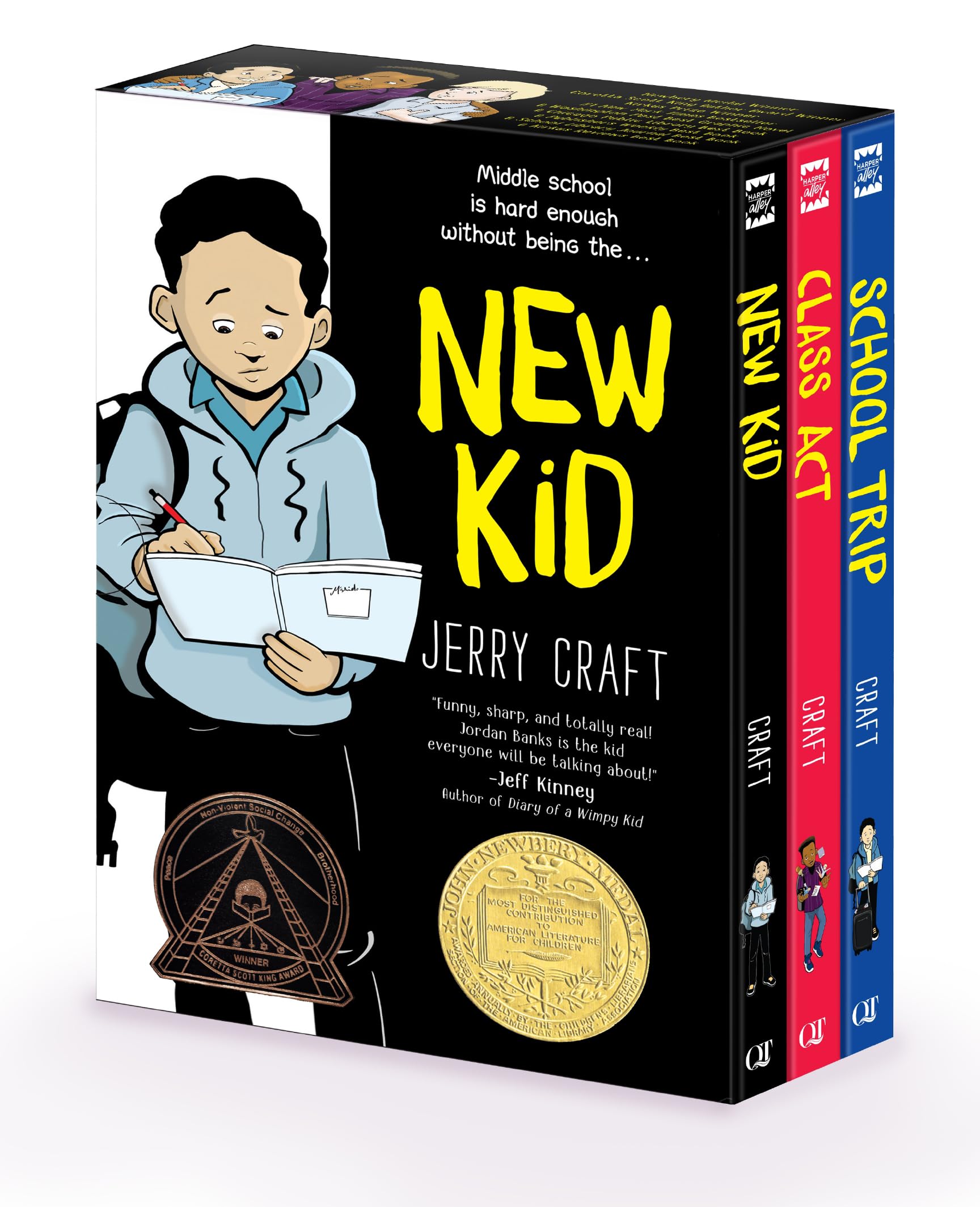 jaquette album New Kid 3-Book Box Set: A Graphic Novel Collection: New Kid, Class Act, School Trip