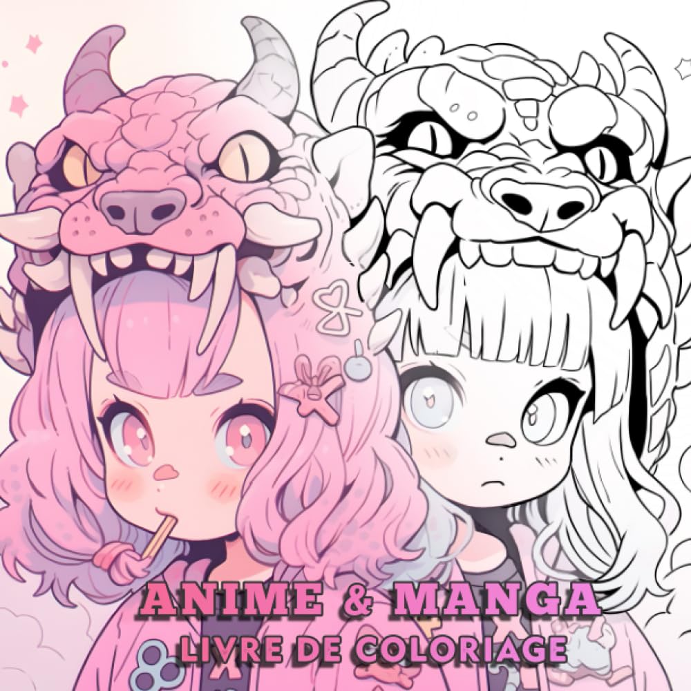 jaquette album Livre De Coloriage Anime & Manga: Un livre de grande taille comprenant de nombreuses illustrations de personnages célèbres d'animes et de mangas, créé ... aux adolescents, aux enfants et aux adultes.