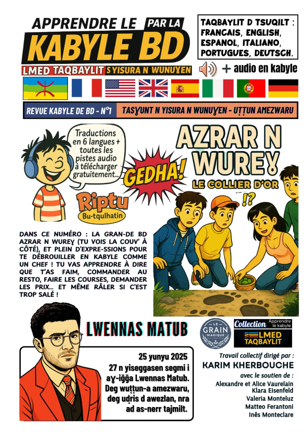 jaquette album Apprendre le kabyle par la BD, numéro 1: Lmed taqbaylit s yisura n wunuɣen