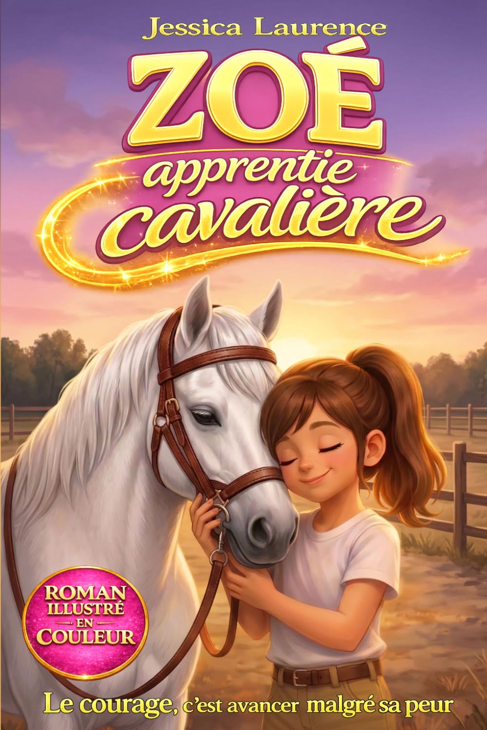 jaquette album Zoé apprentie cavalière: une histoire sur l’équitation pour fille de 6 à 10 ans, un roman enfant pour avoir confiance en soi et à son cheval, illustré en couleur