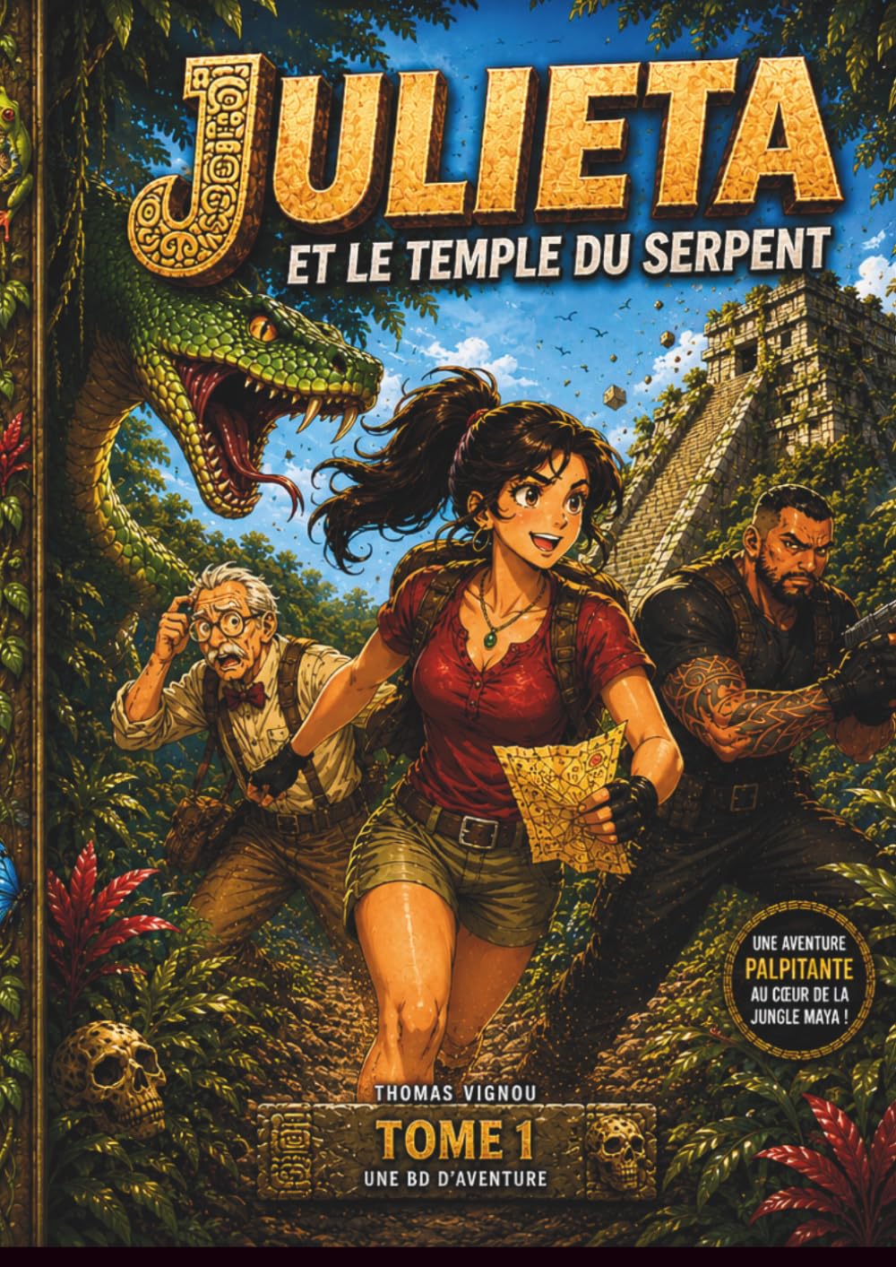 jaquette album Julieta : Le Temple du Serpent: Une aventure explosive entre mystères anciens et dangers mortels au cœur de la jungle maya