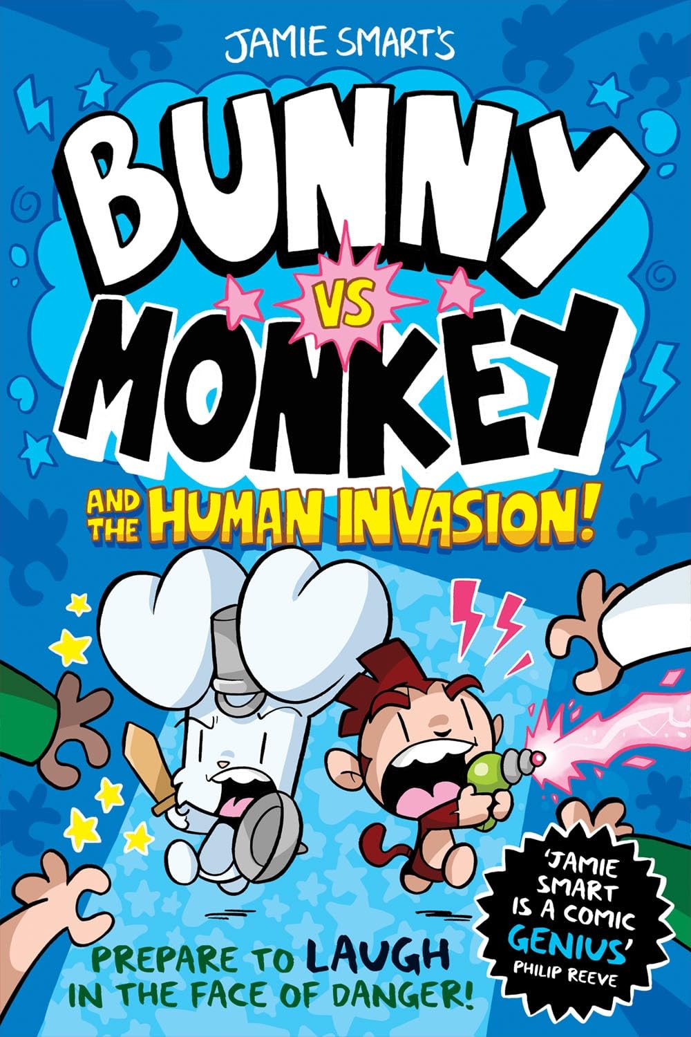 jaquette album Bunny vs Monkey and the Human Invasion (a Phoenix Comic Book, from the multi-million-selling creative genius Jamie Smart)