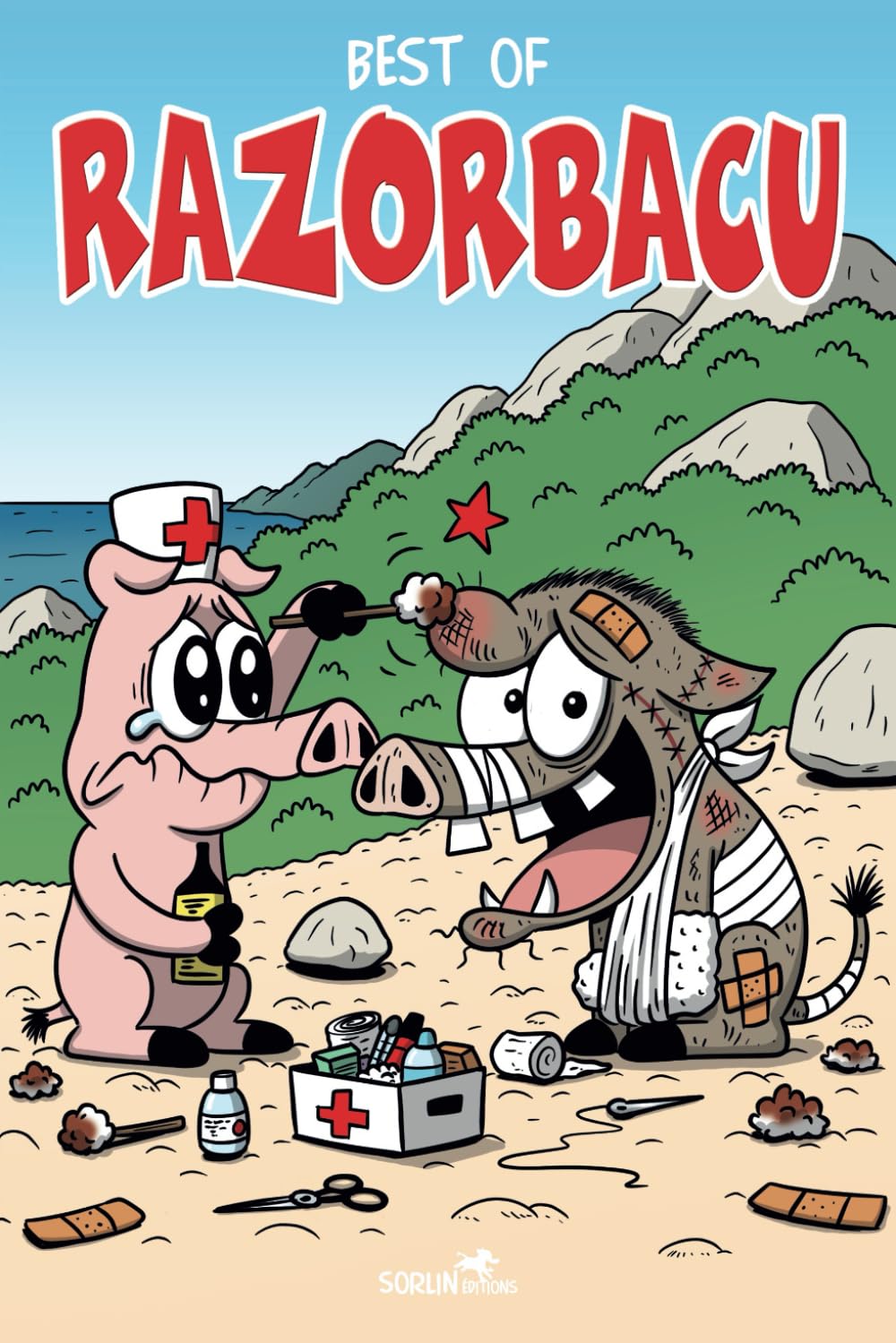 jaquette album Best of RAZORBACU: 158 pages gags. Bande dessinée humoristique. Livre pour petits et grands, facile à lire, drôle et amusant !