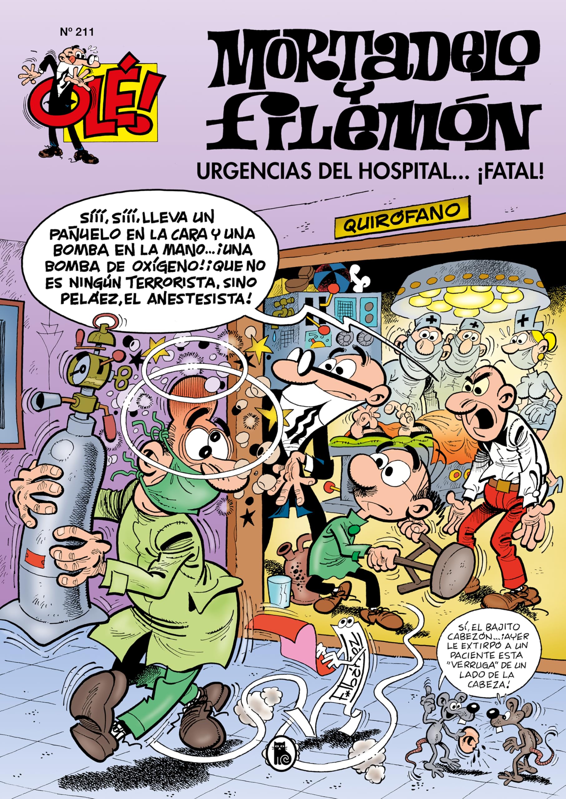 jaquette album Mortadelo y Filemón. Urgencias del hospital...¡fatal! (Olé! Mortadelo 211)