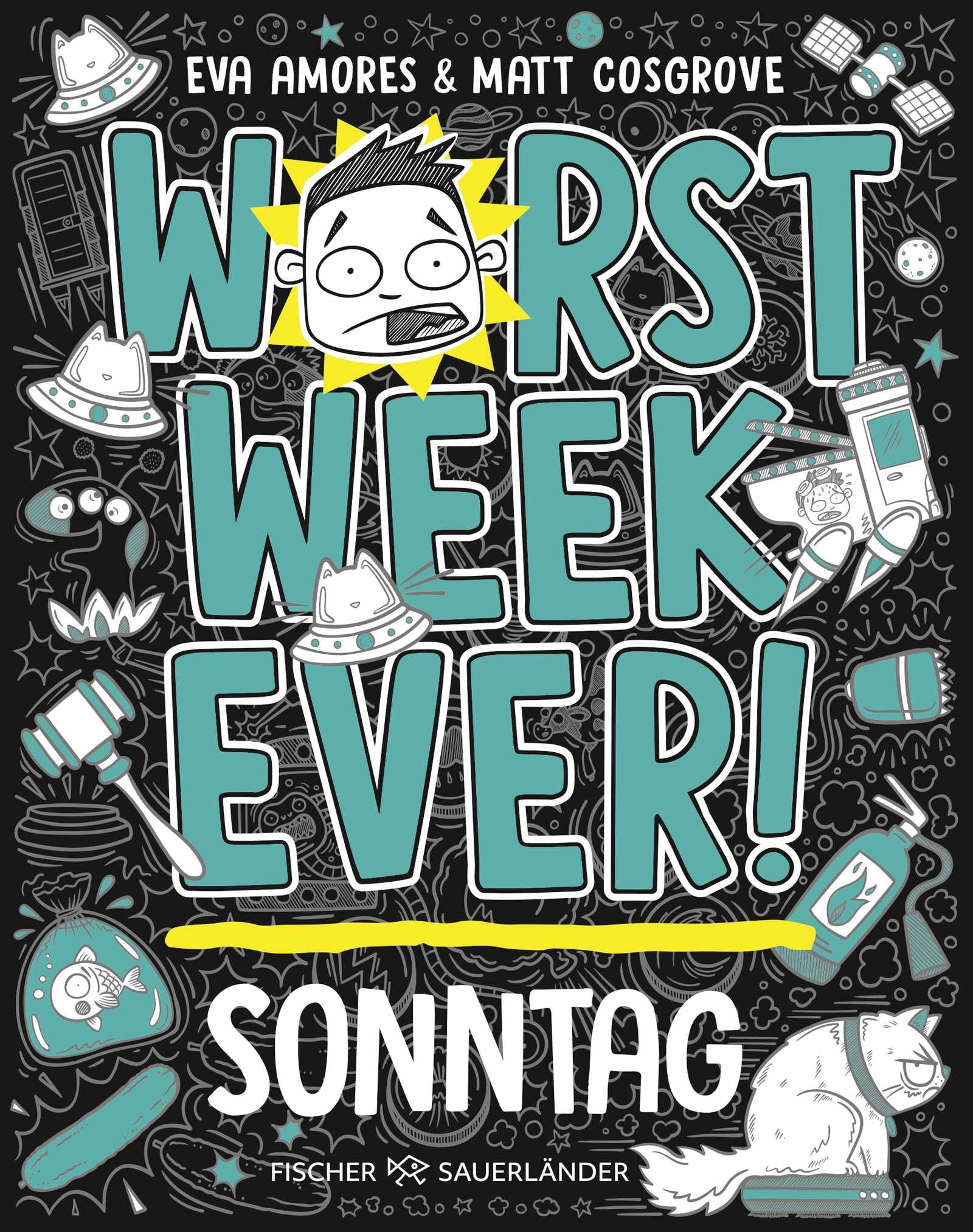 jaquette album Worst Week Ever - Sonntag: Comic Roman für Kinder ab 10 Jahre ¿ Witzige Bilder und einfache Texte begeistern Comicfans sowie Lesemuffel