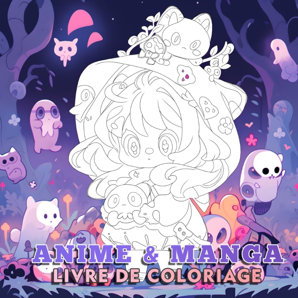jaquette album Livre De Coloriage Anime & Manga: Un livre imposant contenant de nombreuses illustrations de personnages célèbres d'anime et de mangas, spécialement ... les adolescents, les enfants et les adultes